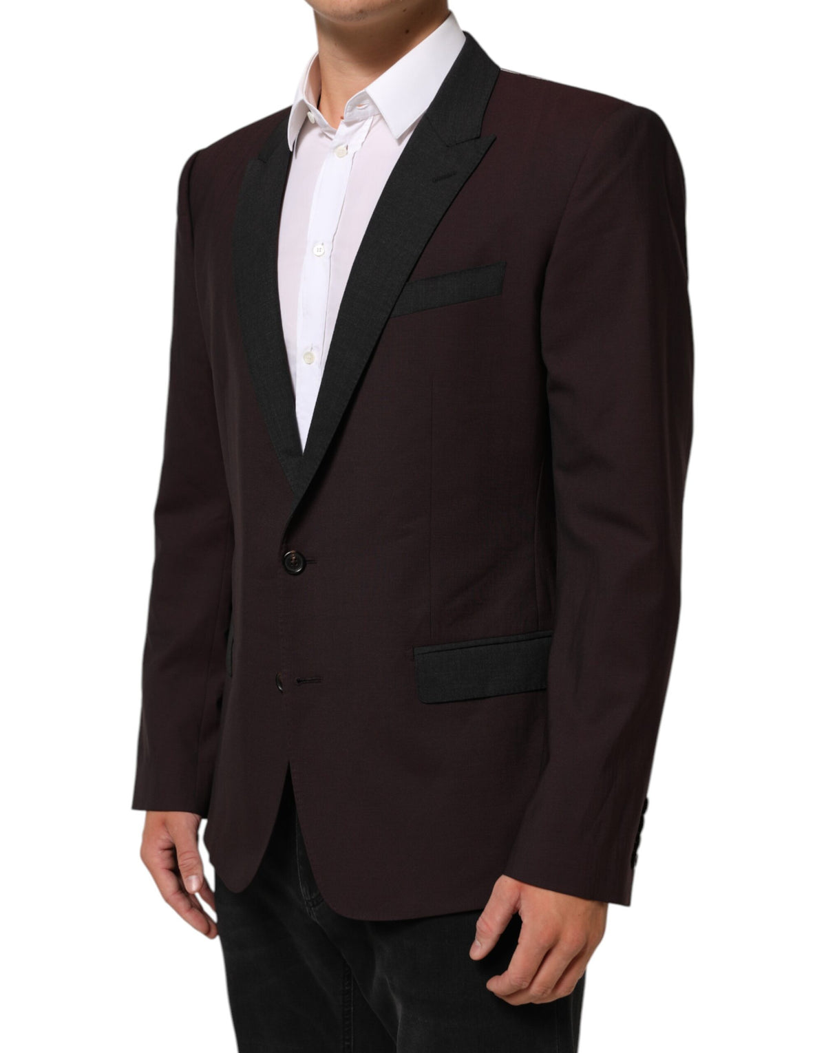 Dolce & Gabbana Maroon Wolle 2 Knöpfe Anzug Jacke Blazer