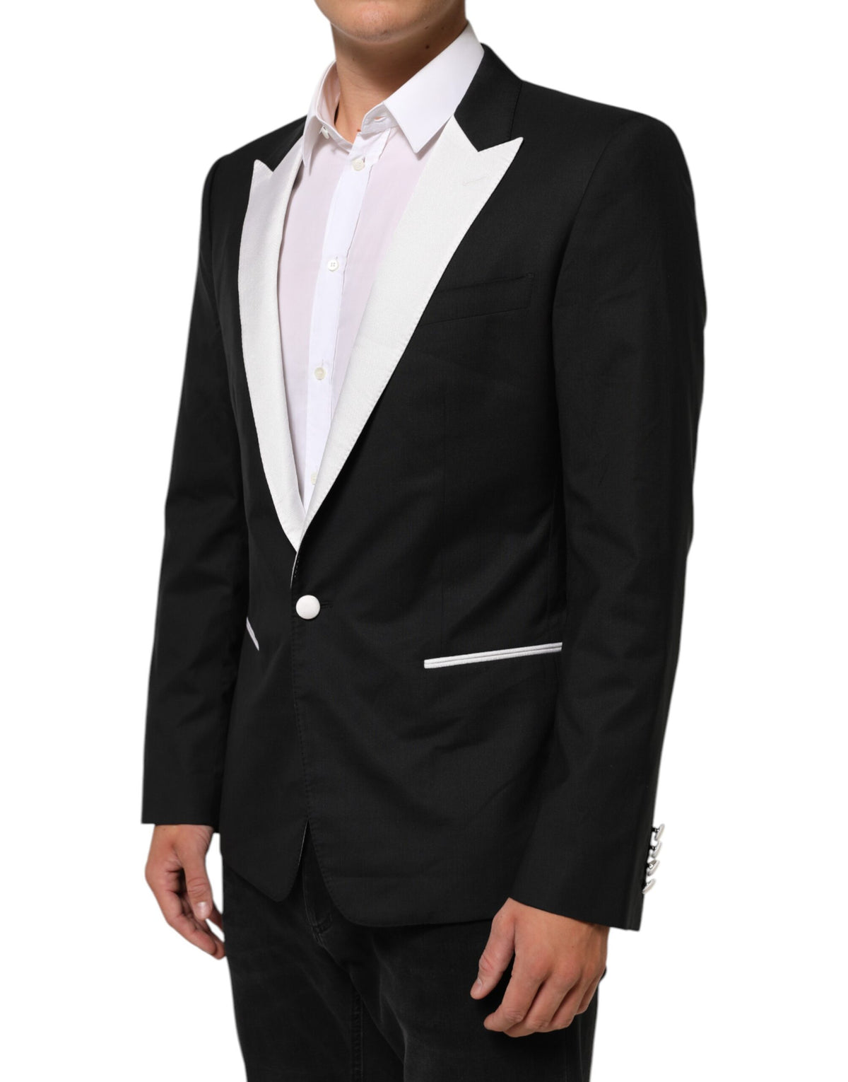Dolce & Gabbana Schwarz Weiß MARTINI 1 Knopf Herren Anzug Blazer