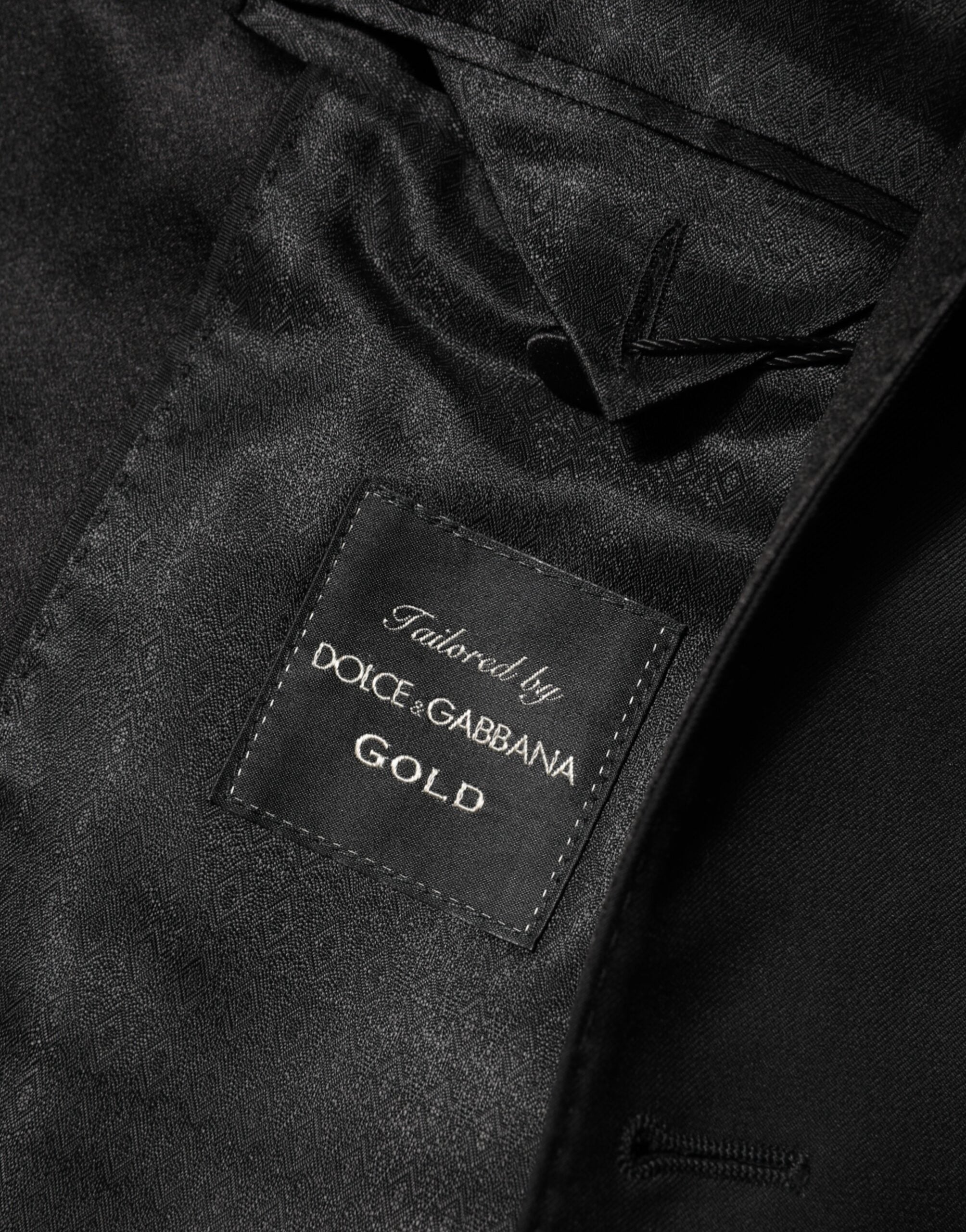 Dolce & Gabbana Schwarz Wolle GOLD 1 Knopf Männer Anzug Blazer
