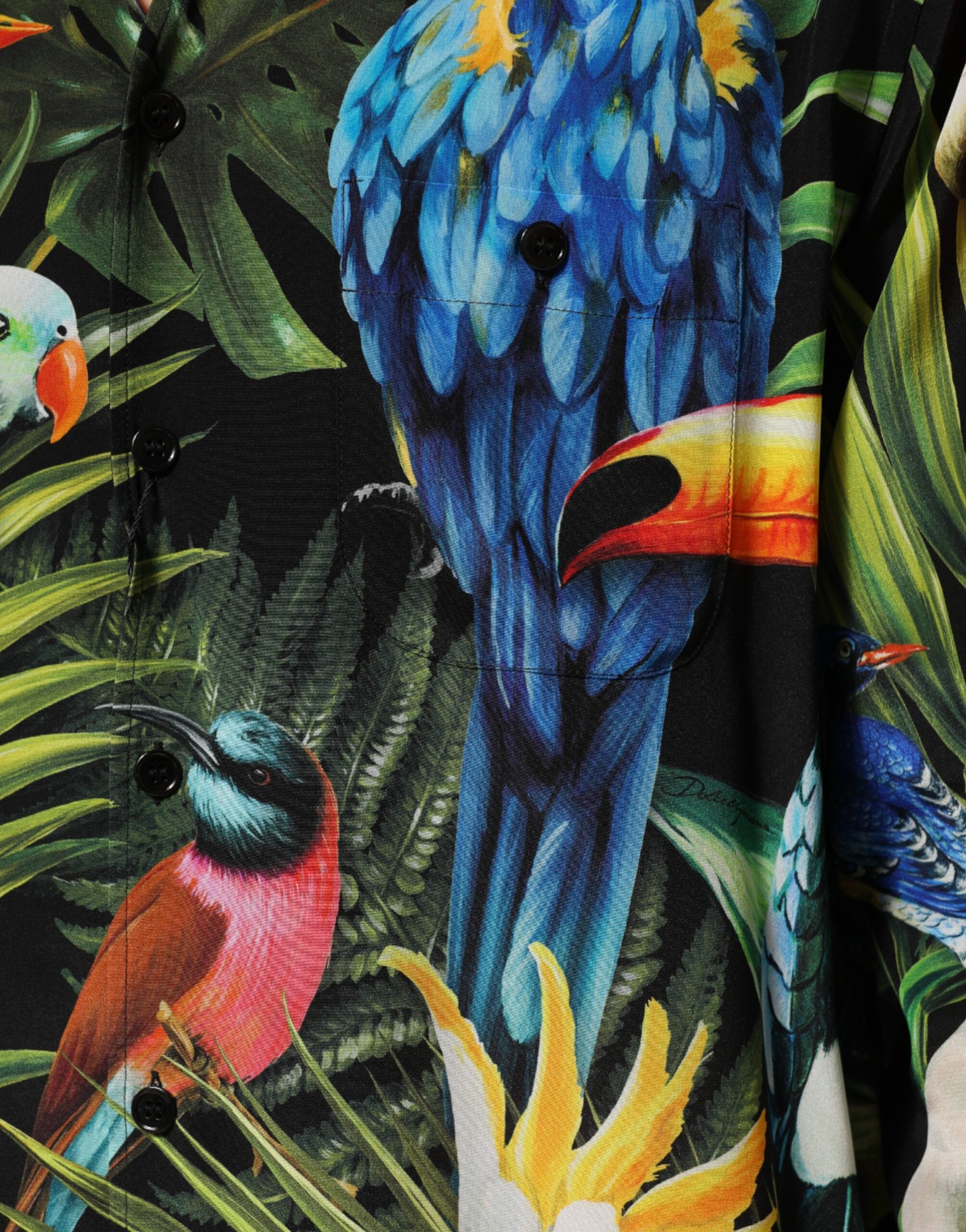 Dolce & Gabbana Multicolor Papagei Druck Lounge Casual Shirt