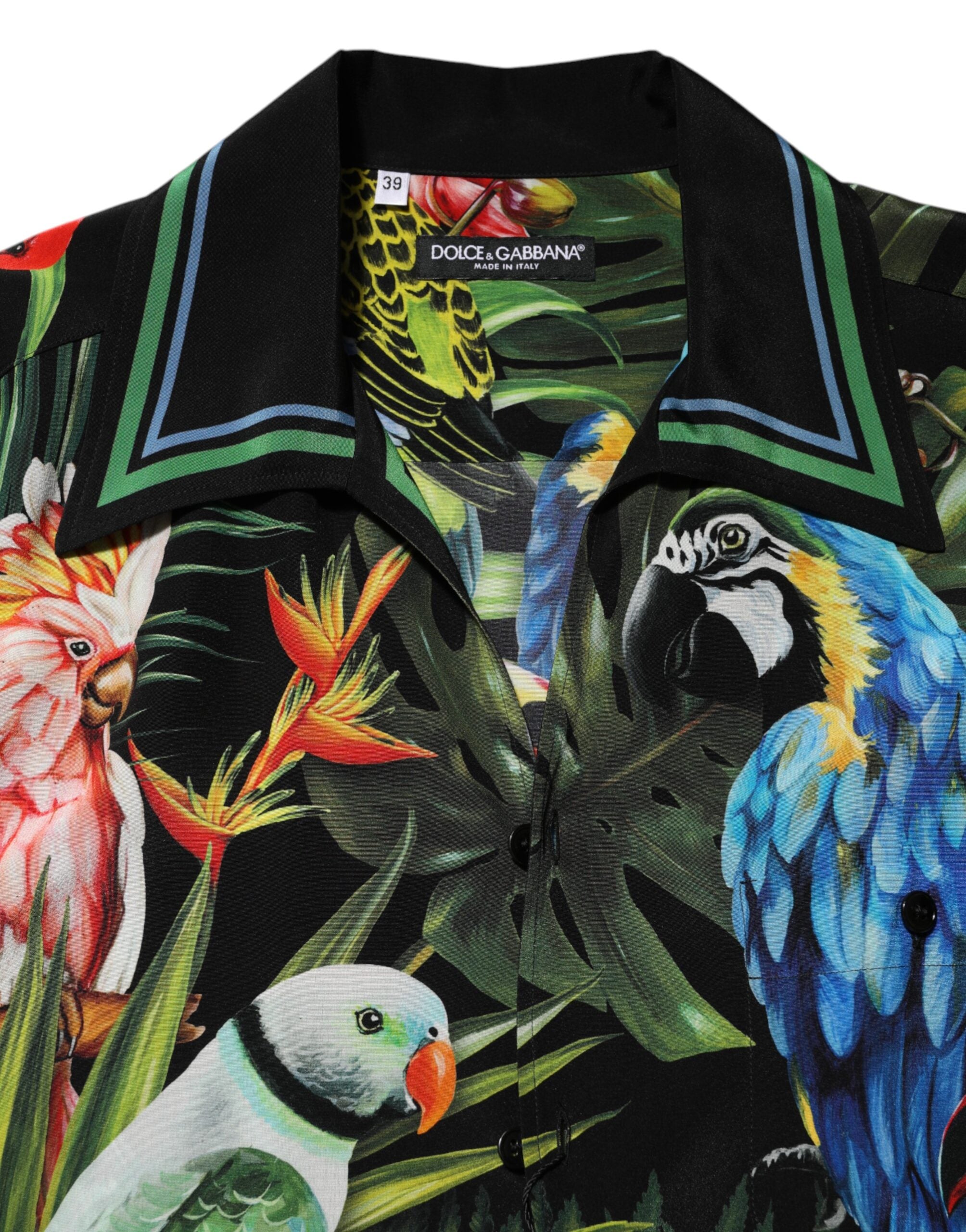 Dolce & Gabbana Multicolor Papagei Druck Lounge Casual Shirt