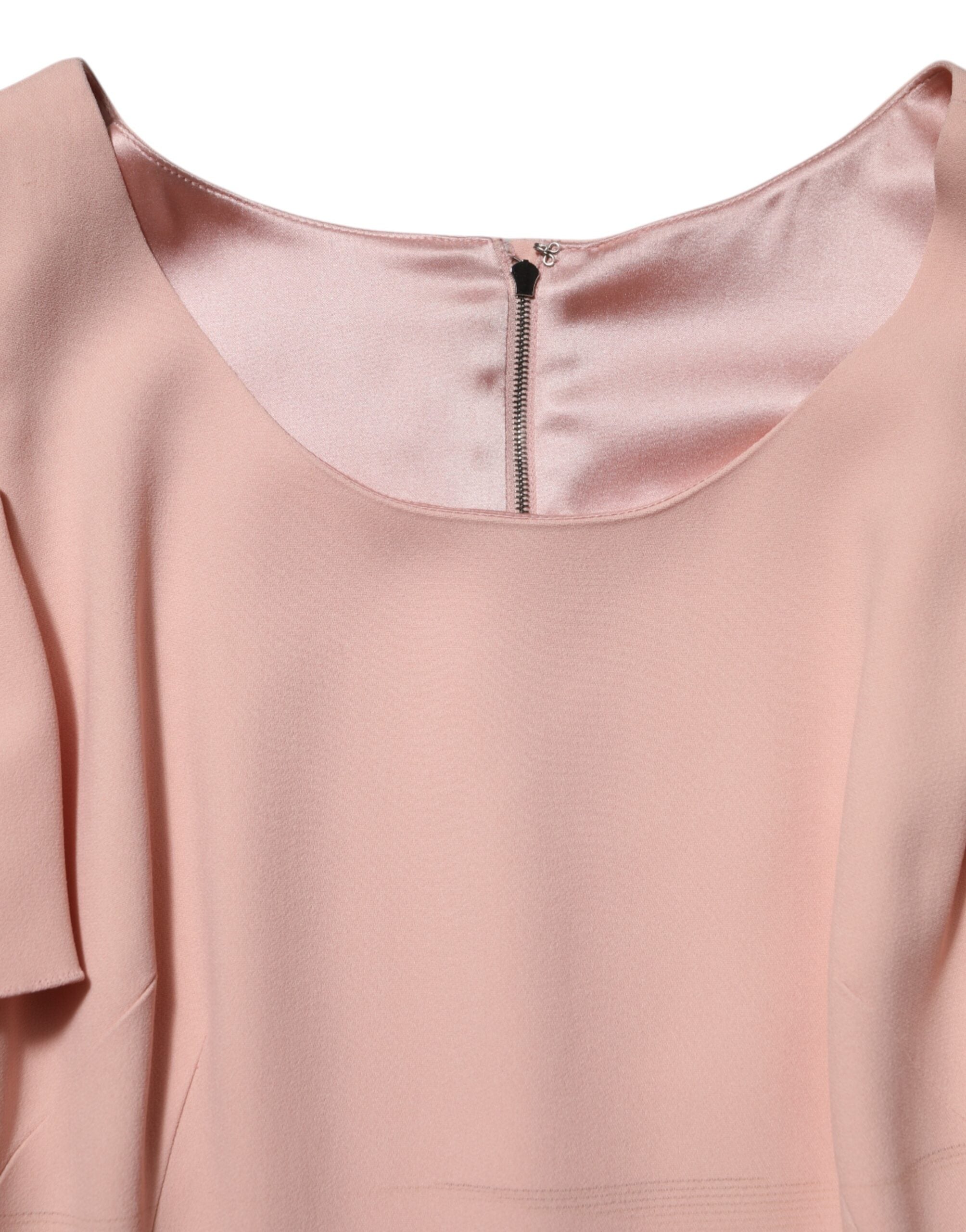 Dolce & Gabbana Rosa Viskose Kurze Ärmel Etuikleid Midikleid
