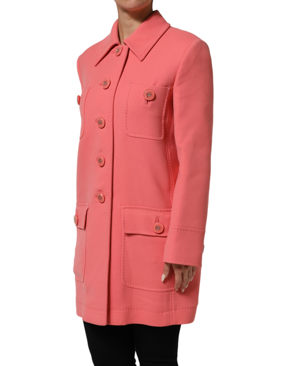 Dolce & Gabbana Rosa geknöpfter Trenchcoat Jacke