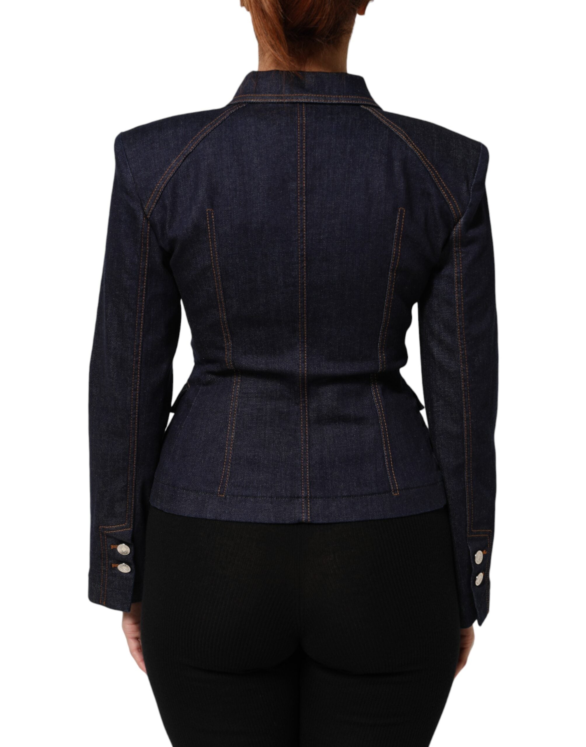 Dolce & Gabbana Dunkelblaue Baumwoll-Jeansjacke mit Kragen