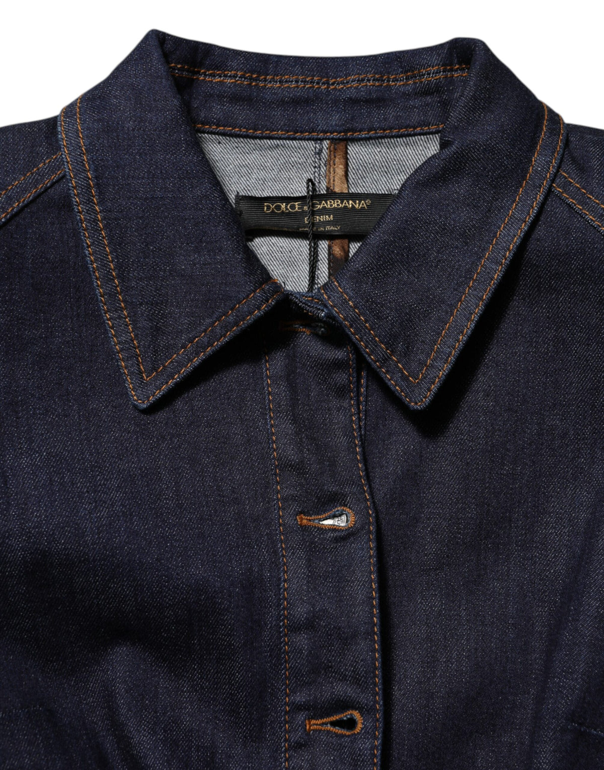 Dolce & Gabbana Dunkelblaue Baumwoll-Jeansjacke mit Kragen