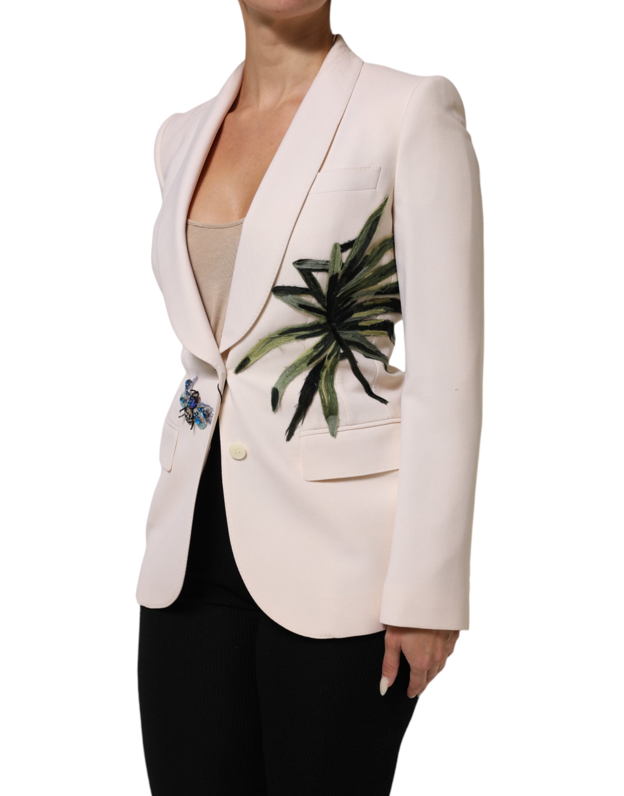 Dolce & Gabbana Beige bestickte einreihige Jacke