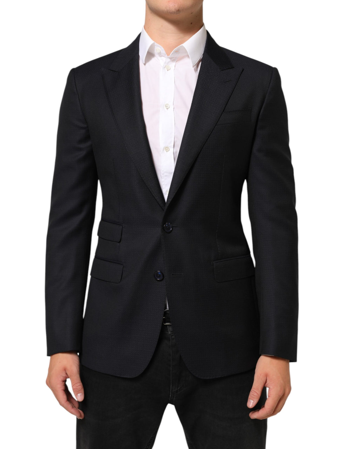 Dolce & Gabbana Schwarzer NAPOLI 2-Knopf Anzug Blazer aus Wolle