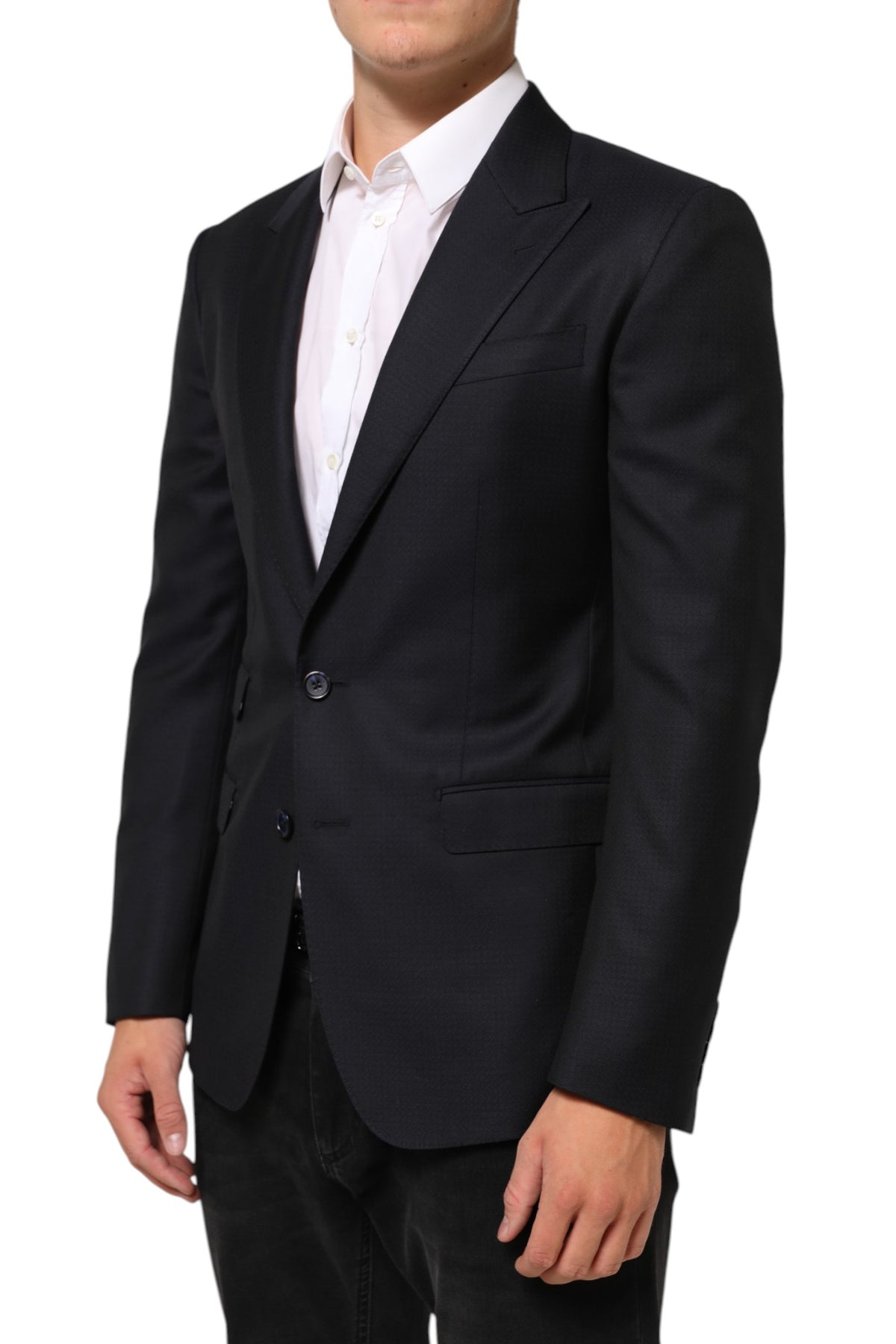 Dolce & Gabbana Schwarzer NAPOLI 2-Knopf Anzug Blazer aus Wolle