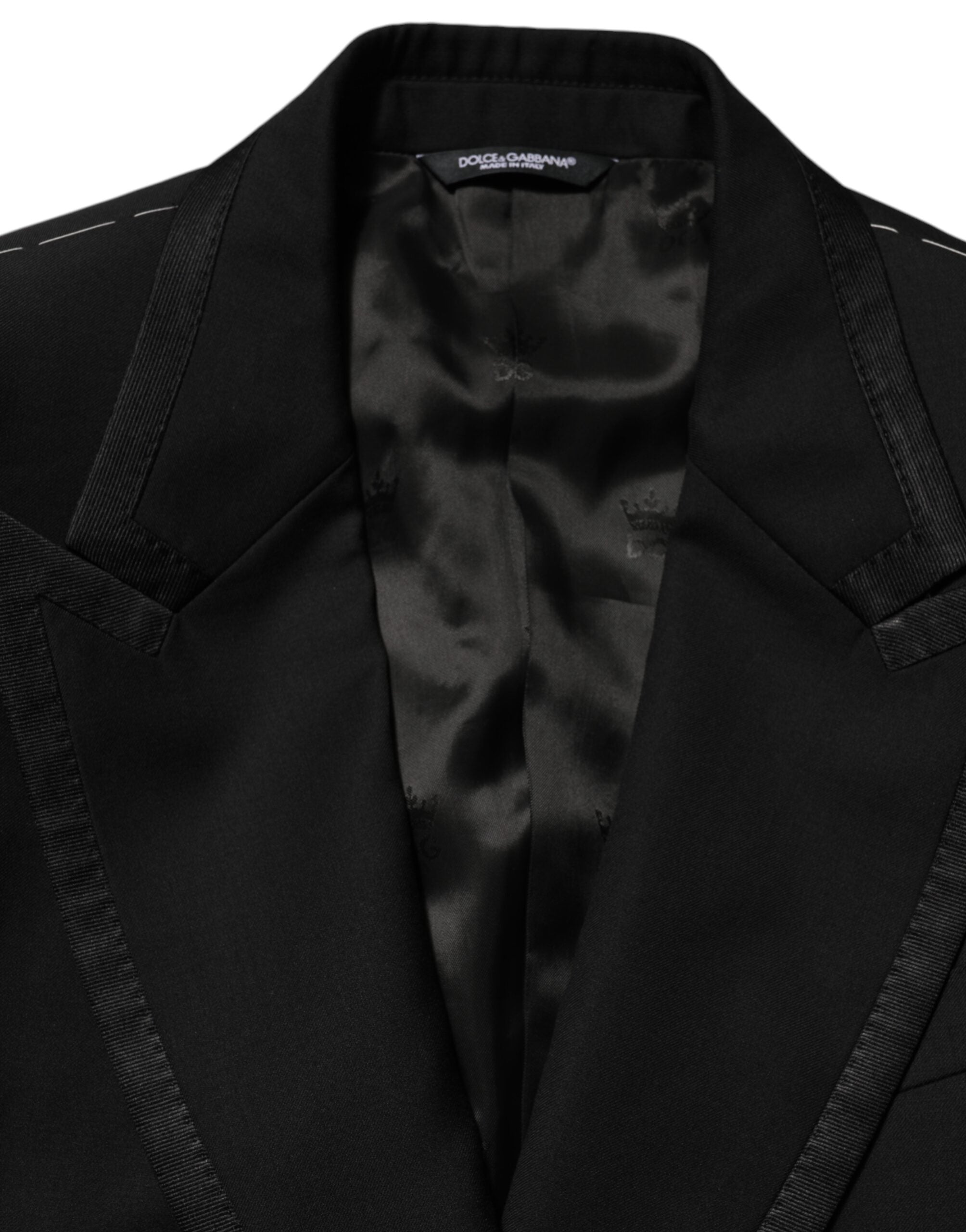 Dolce & Gabbana Schwarz Wolle 1 Knopf Anzug Jacke Männer Blazer