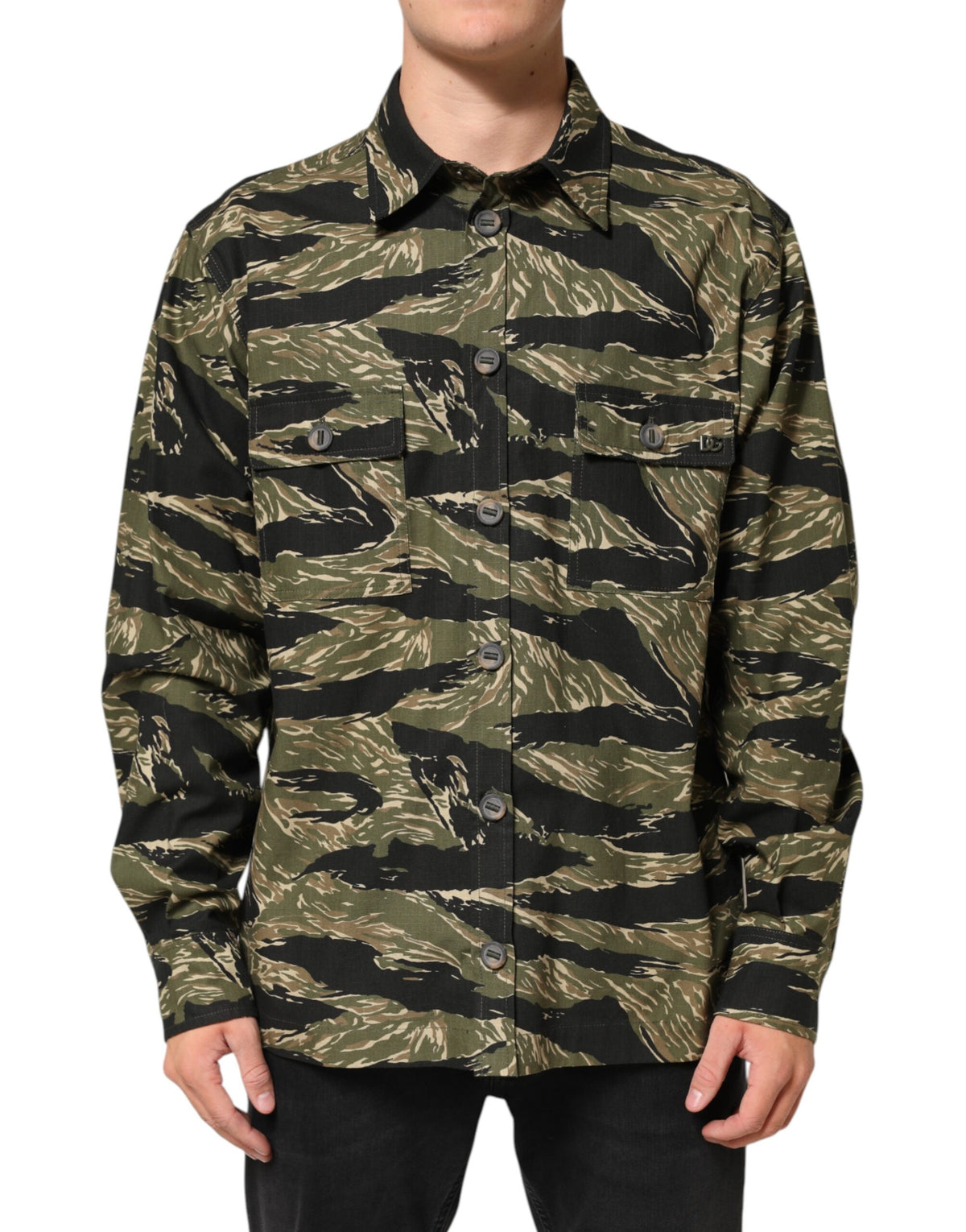Dolce & Gabbana Multicolor Camouflage Freizeithemd aus Baumwolle