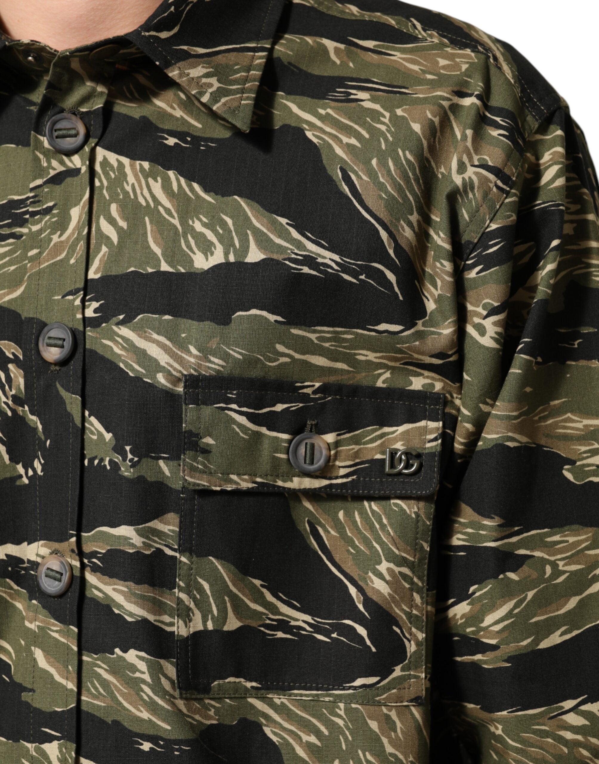 Dolce & Gabbana Multicolor Camouflage Freizeithemd aus Baumwolle