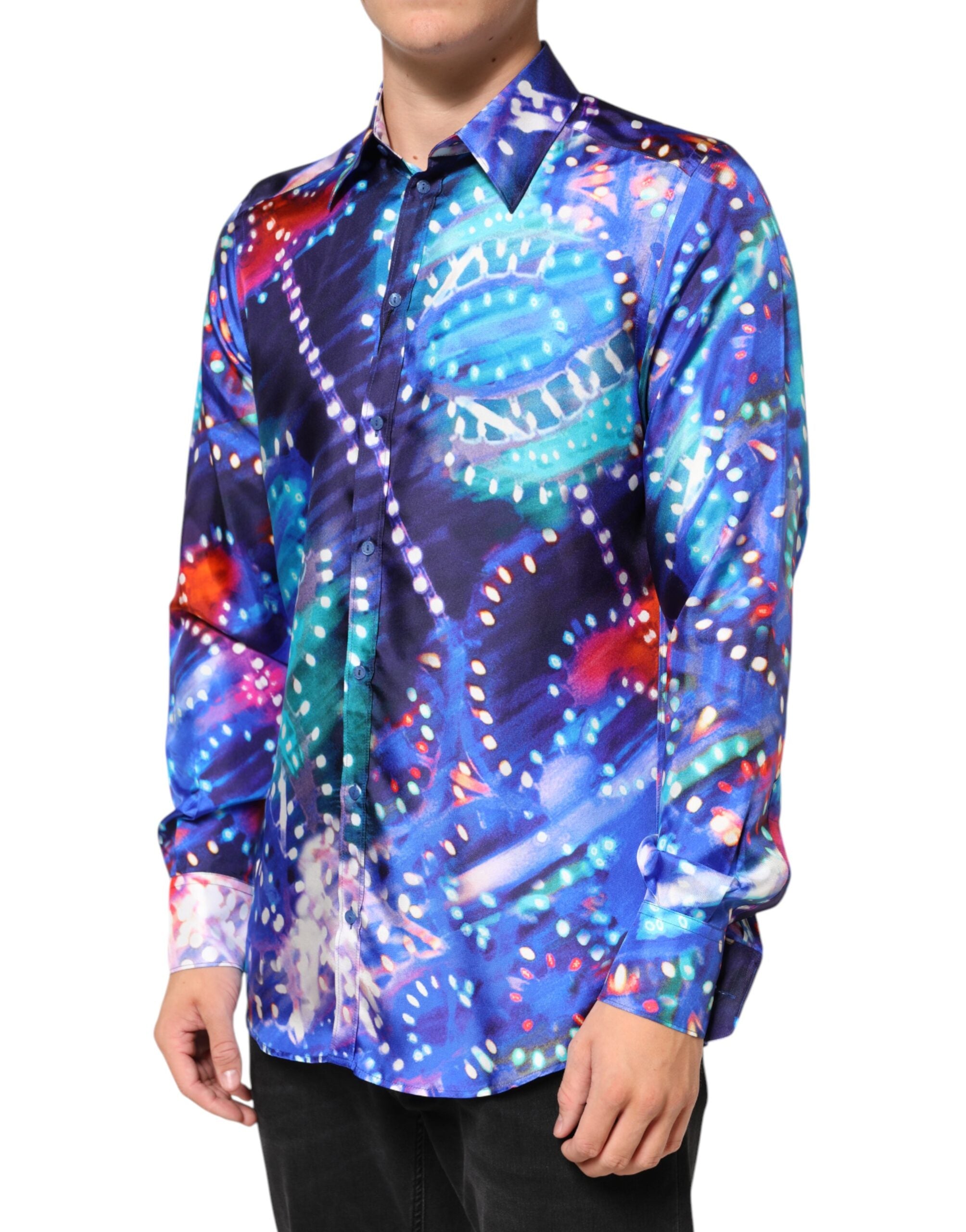 Dolce & Gabbana Multicolor Luminarie MARTINI Schlankes Herrenhemd