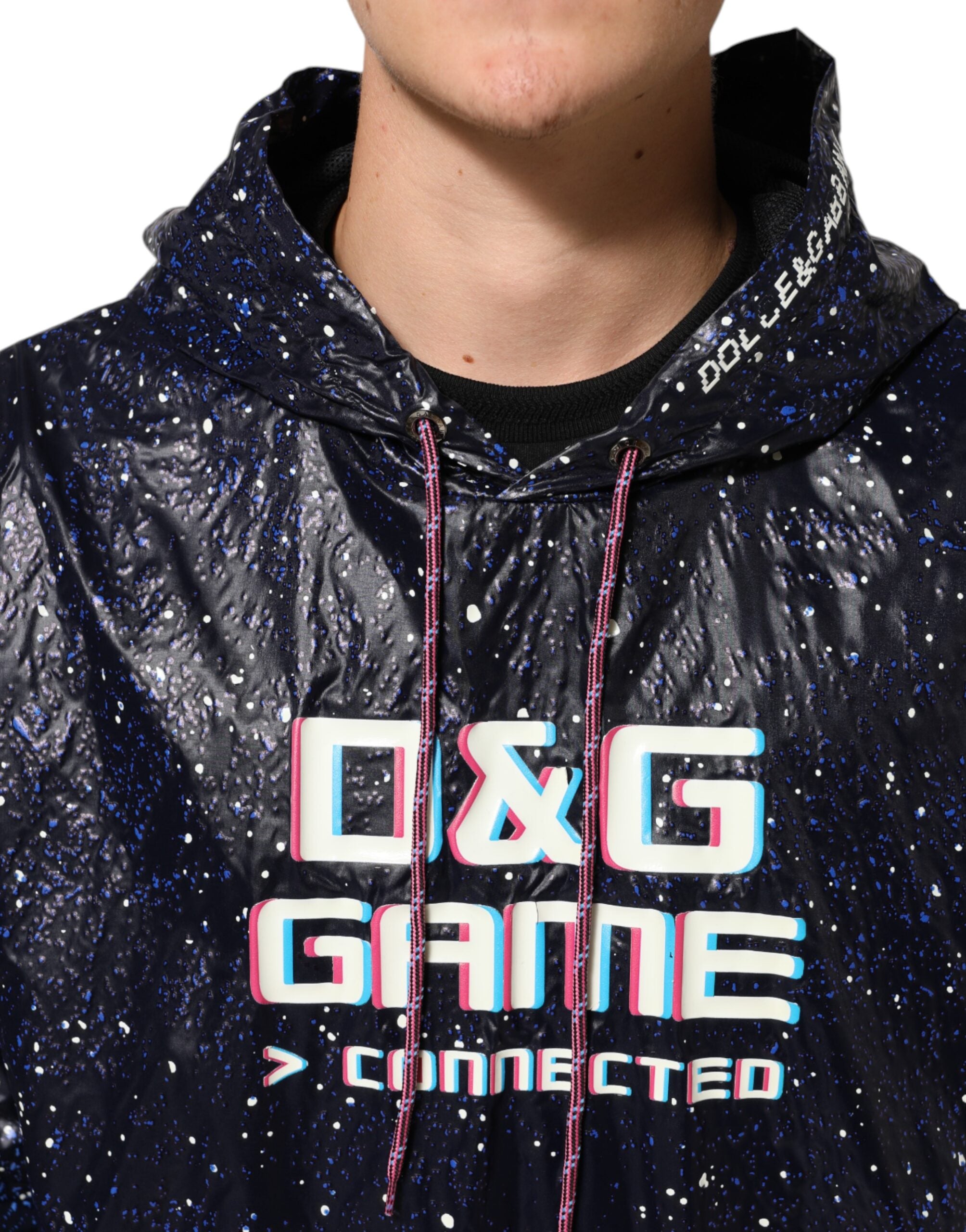 Dolce & Gabbana Blaues D&G Game Sweatshirt mit Kapuze für Männer Pullover