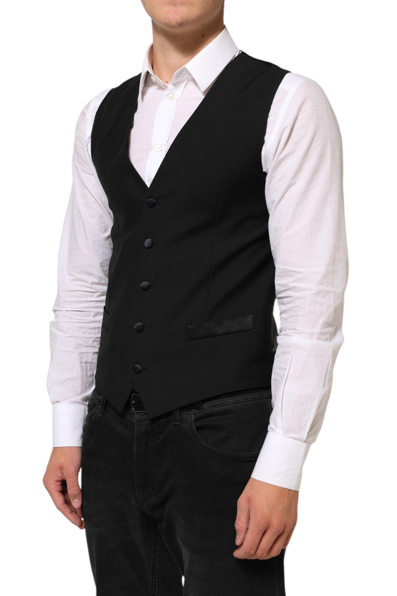 Dolce & Gabbana Schwarze Wollweste für Herren, formell