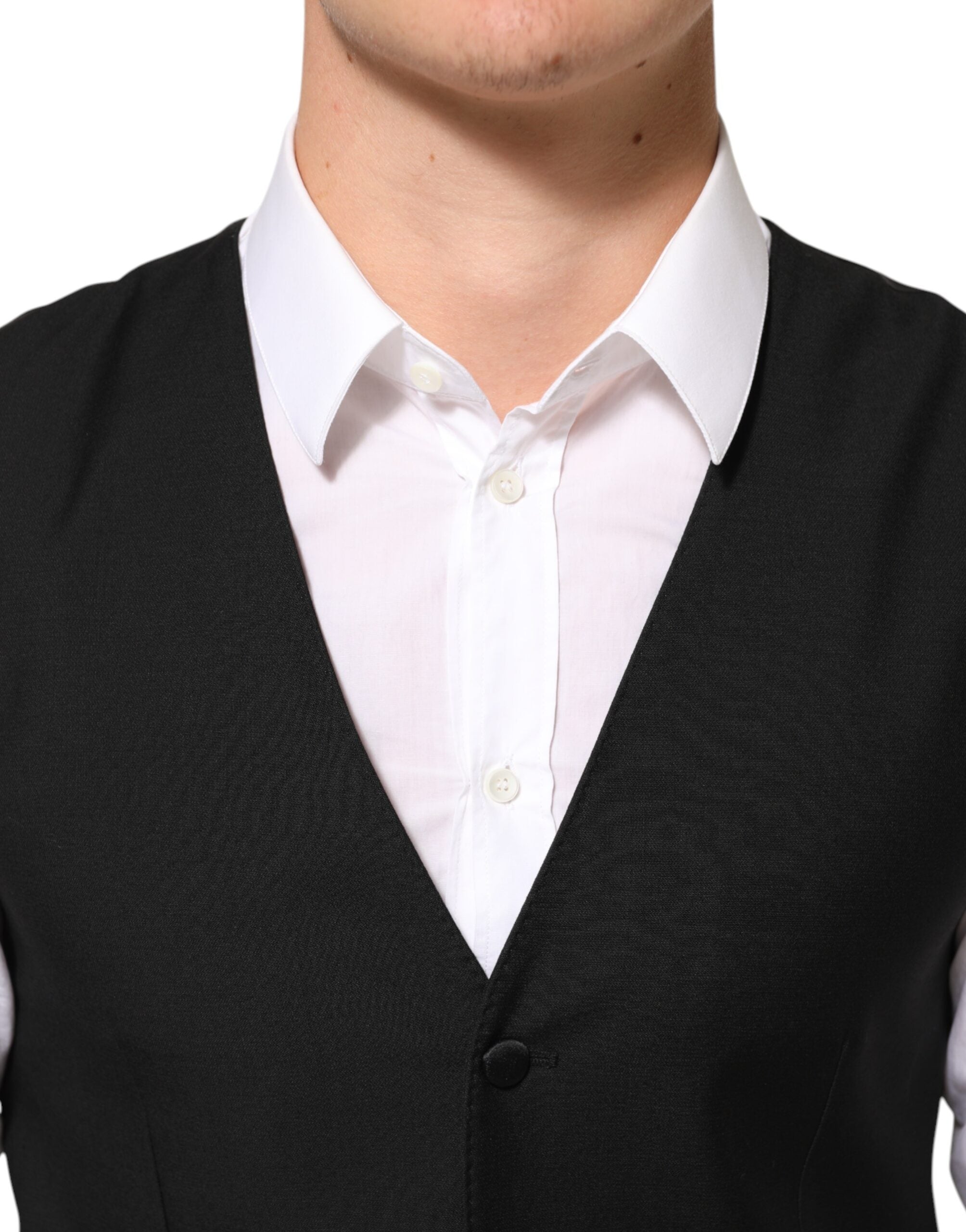 Dolce & Gabbana Schwarze Wollweste für Herren, formell