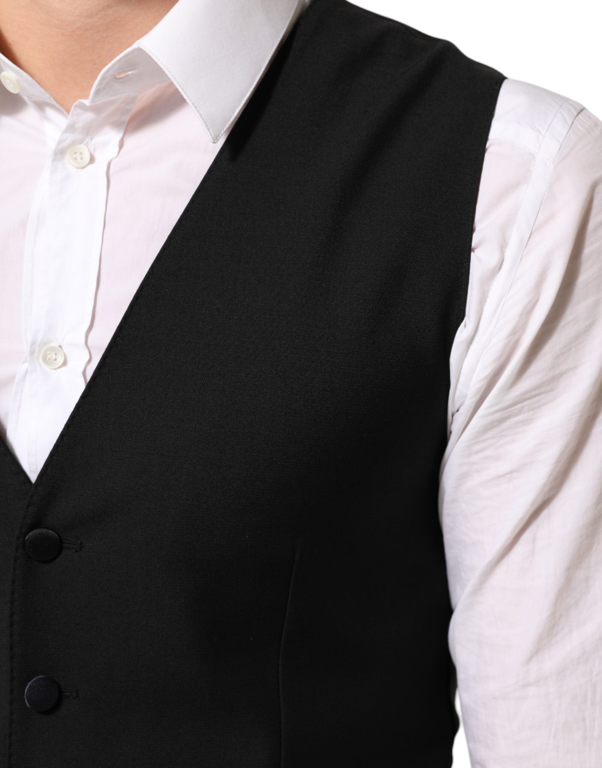 Dolce & Gabbana Schwarze Wollweste für Herren, formell
