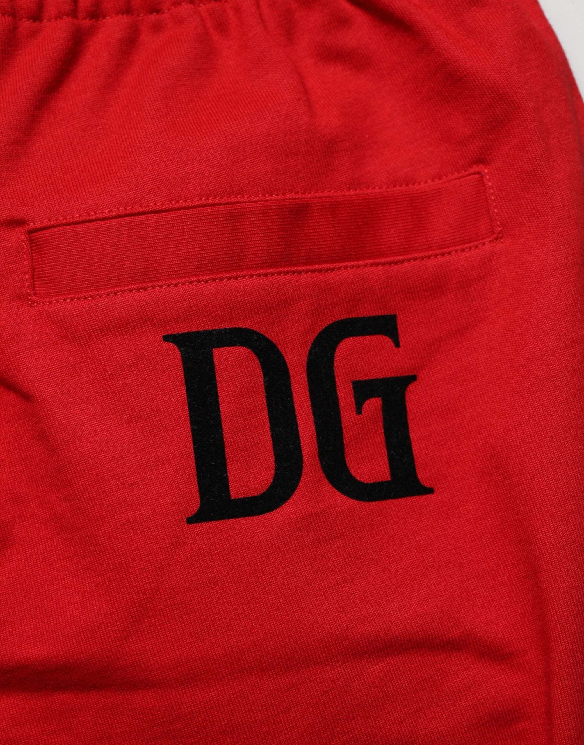 Dolce & Gabbana Rote Baumwoll-Bermuda-Shorts mit Kordelzug