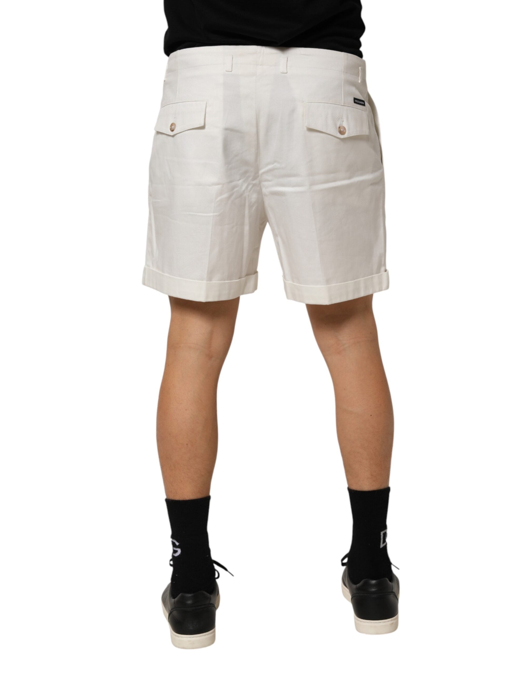 Dolce & Gabbana Weiße Baumwoll-Bermuda-Shorts für Herren mit mittlerer Taille