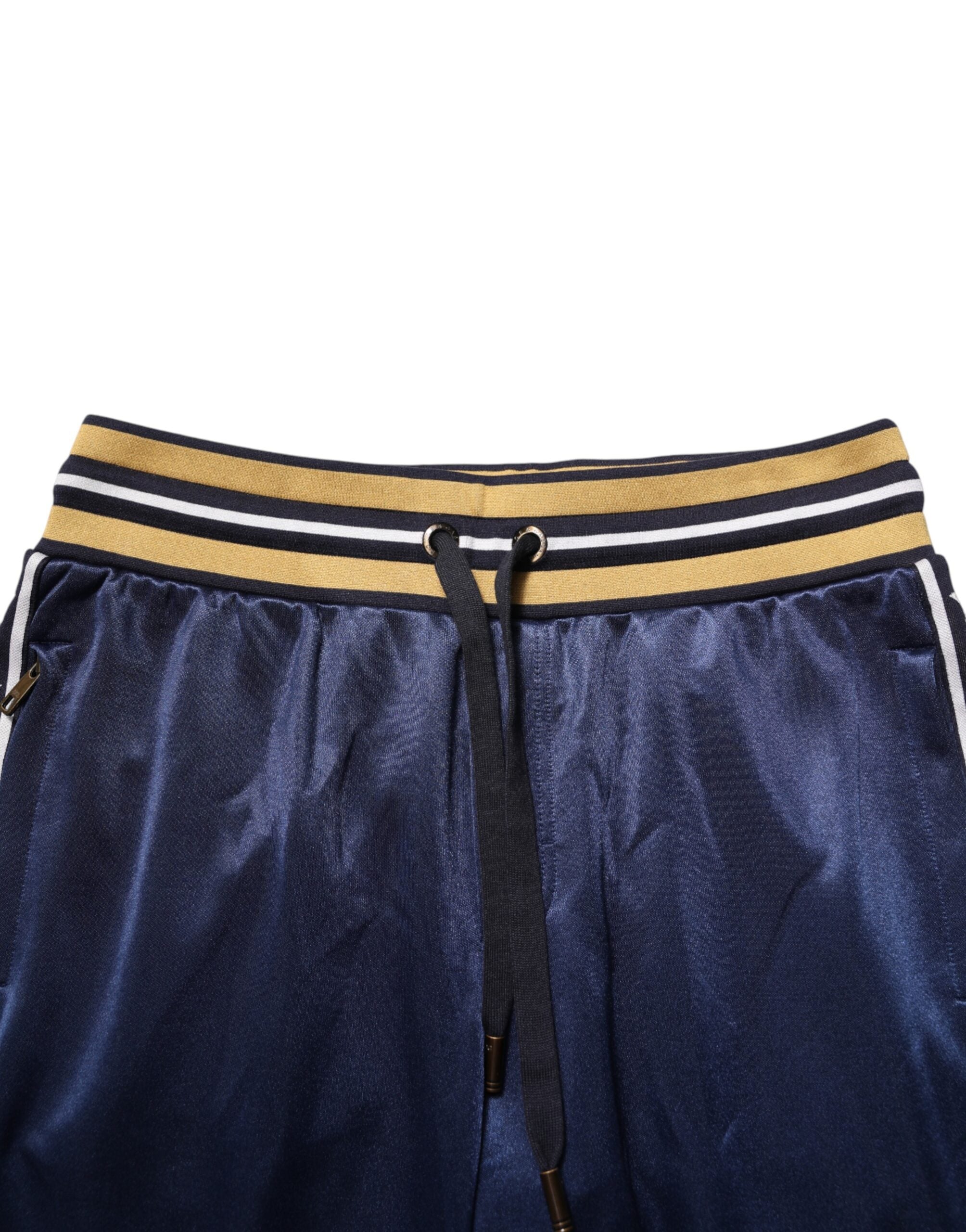 Dolce & Gabbana Blaue Nylon-Jogginghose mit mittelhohem Bund