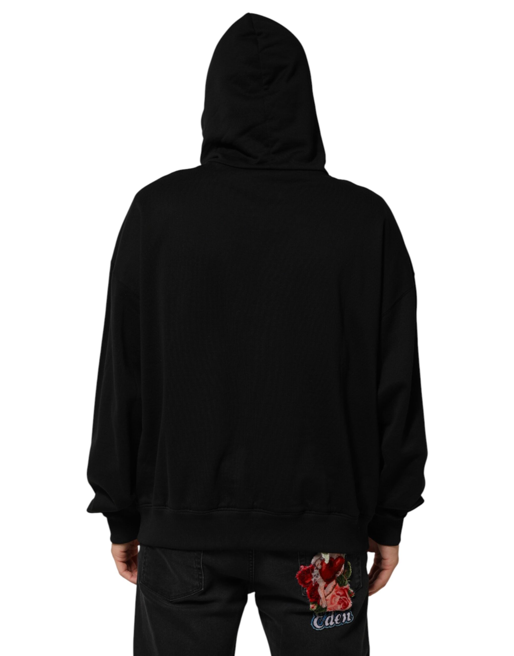 Dolce & Gabbana Schwarzer Bedruckter Kapuzenpullover für Herren