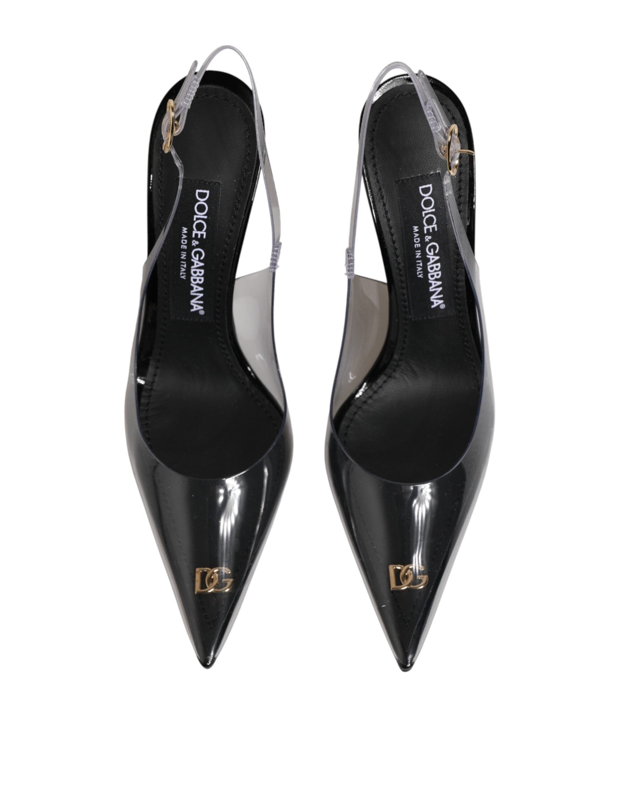 Dolce & Gabbana Schwarze Leder Slingback Pumps mit PVC-Details