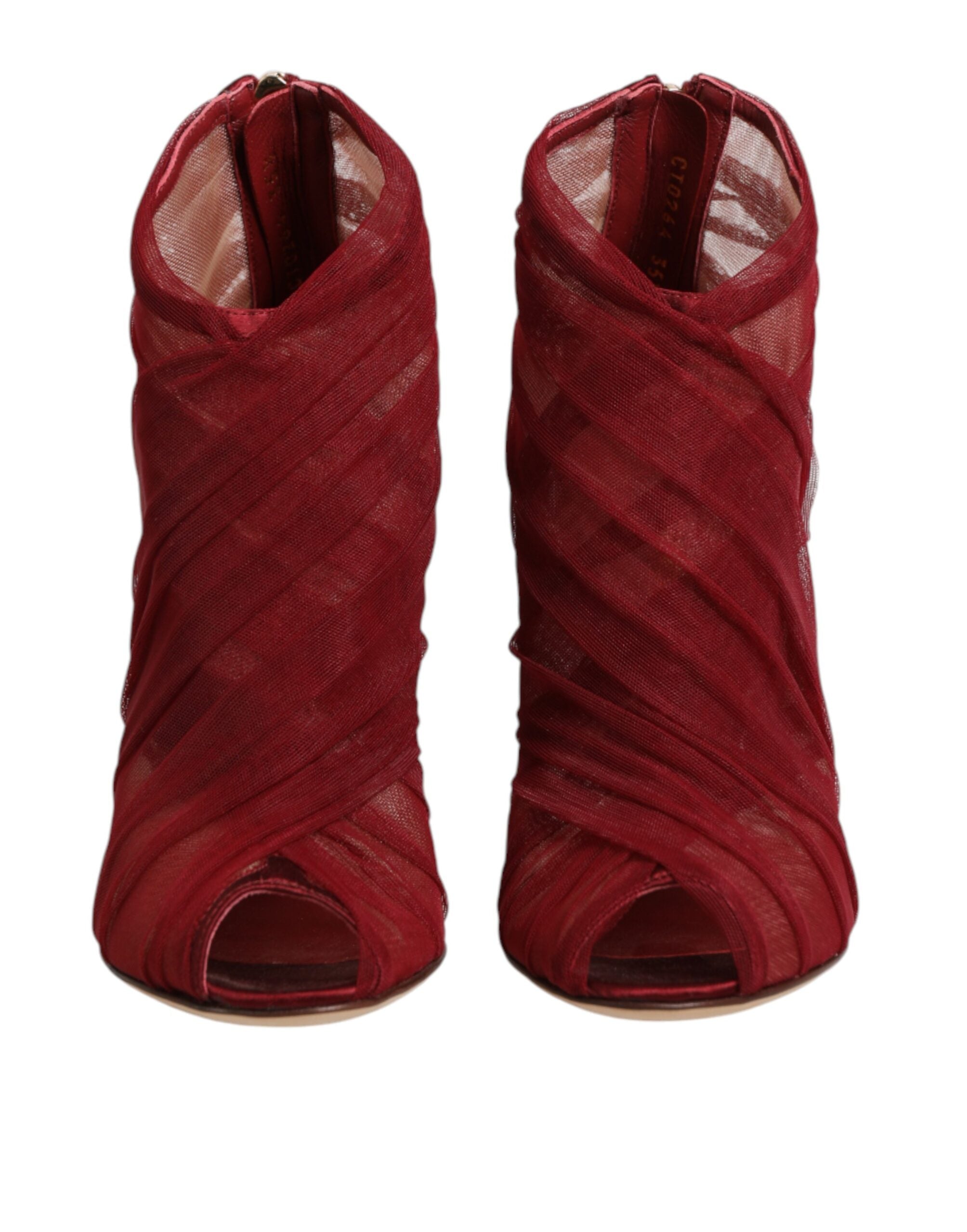 Dolce & Gabbana Rote Stiefelletten aus Tüll mit Stilettoabsatz