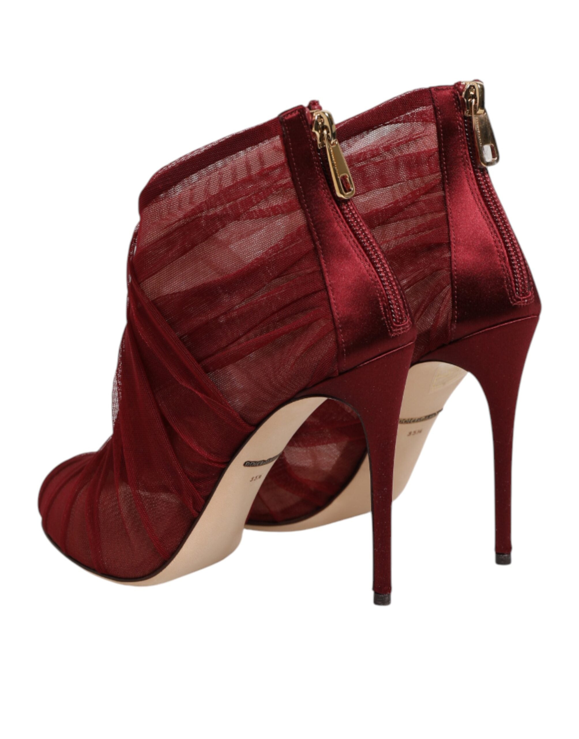 Dolce & Gabbana Rote Stiefelletten aus Tüll mit Stilettoabsatz