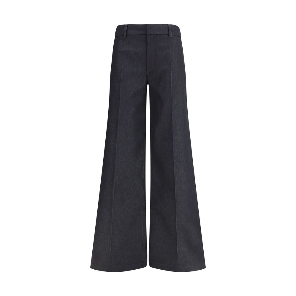 Darkpark Schwarze Hose aus Polyester mit ausgestelltem Bein