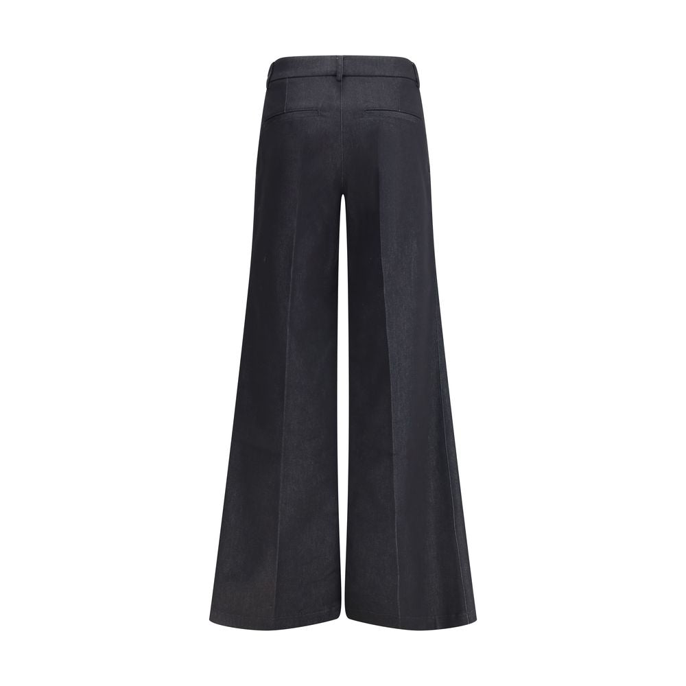 Darkpark Schwarze Hose aus Polyester mit ausgestelltem Bein