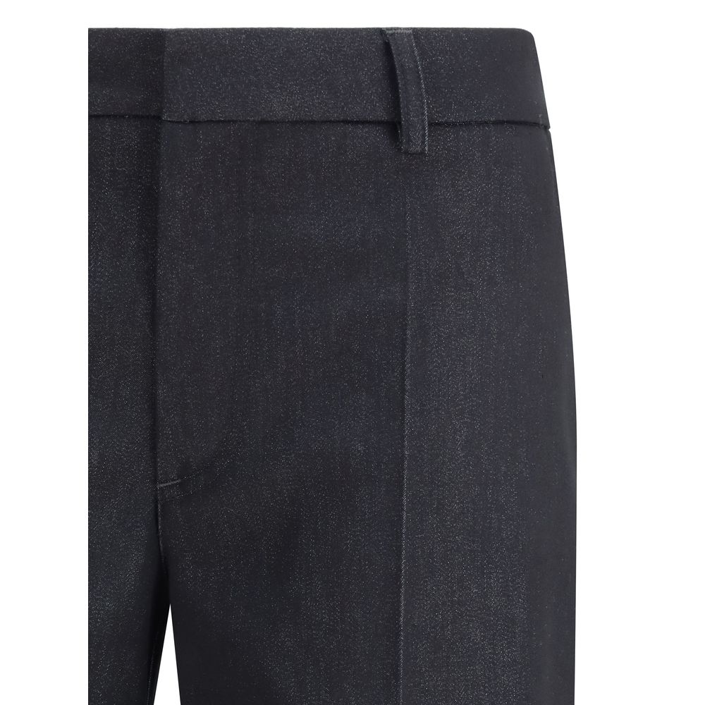 Darkpark Schwarze Hose aus Polyester mit ausgestelltem Bein