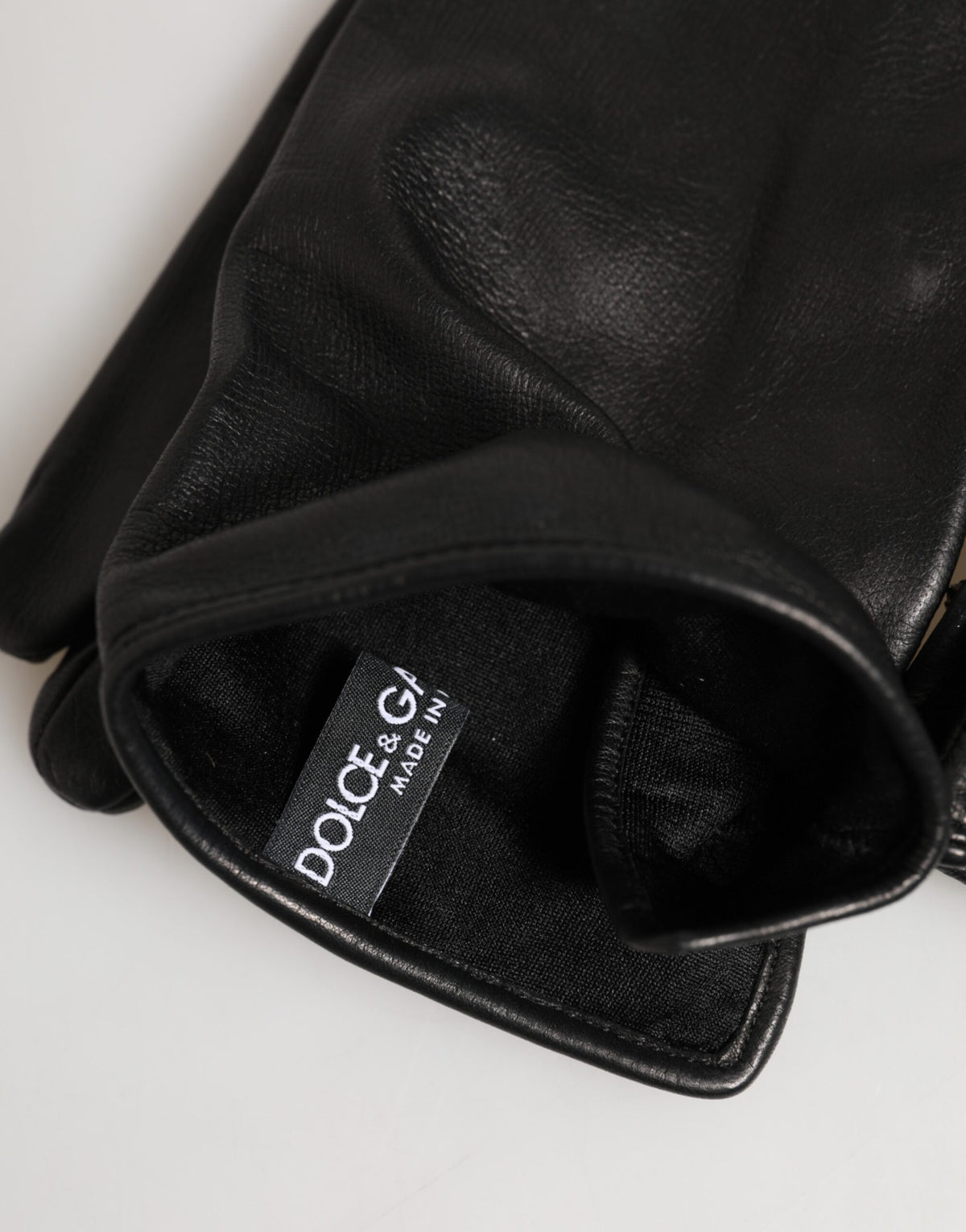 Dolce & Gabbana Schwarze Lange Handschuhe aus Leder mit Verzierungen