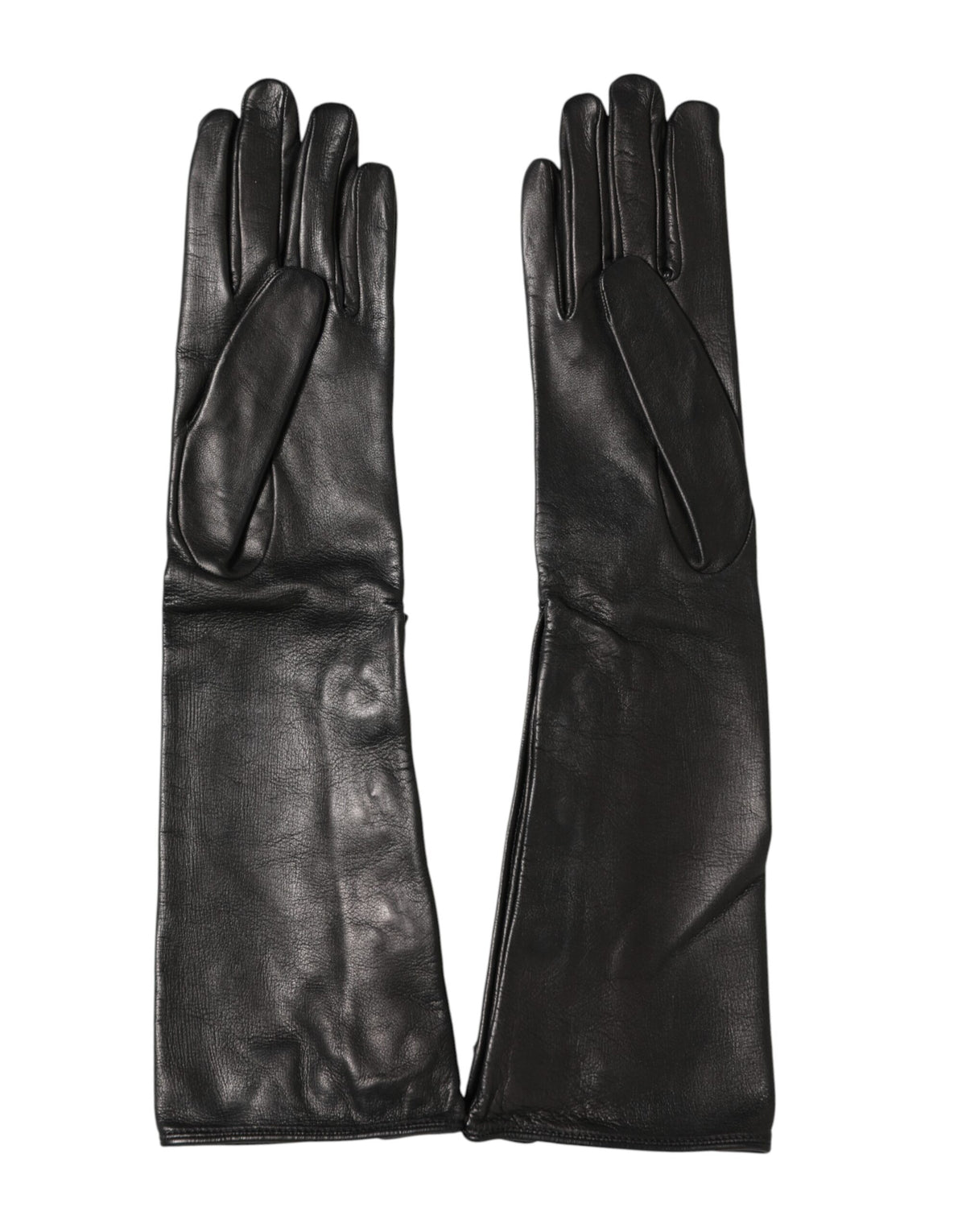 Dolce & Gabbana Schwarze Lange Handschuhe aus Leder mit Verzierungen