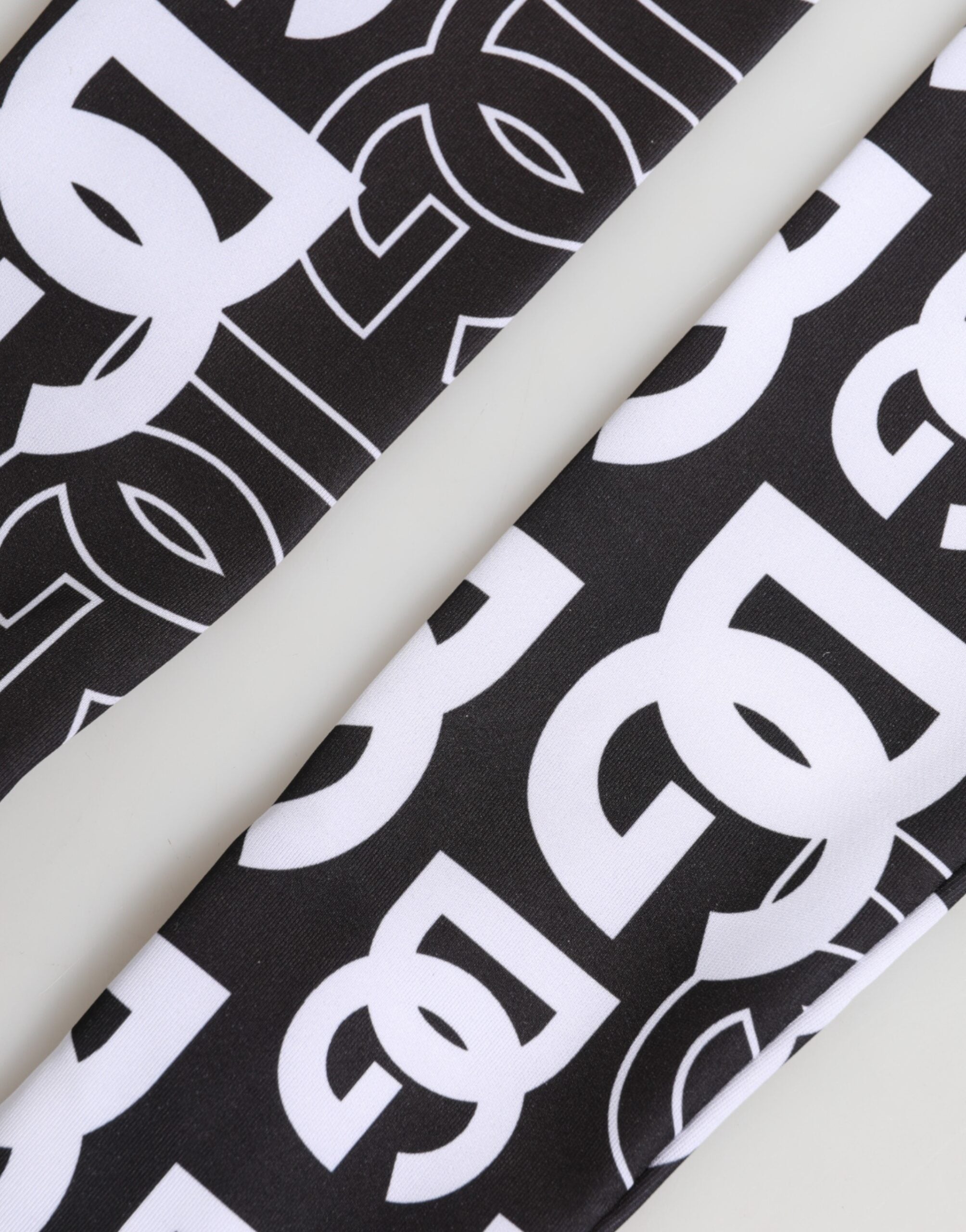 Dolce & Gabbana Schwarze und Weiße DG Logo Ellenbogenlange Fingerhandschuhe