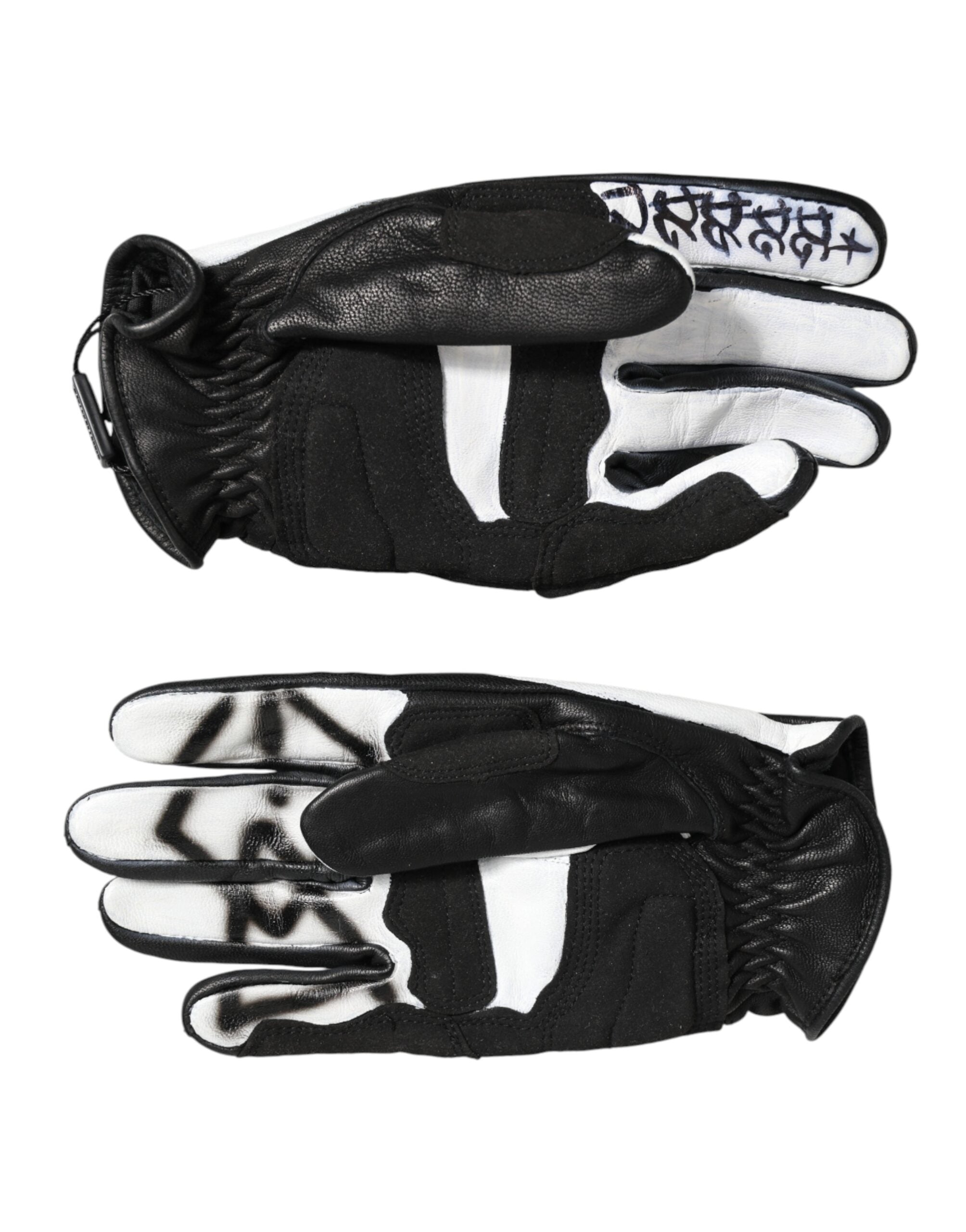 Dolce & Gabbana Handschuhe Schwarz Weiß Kristall Handgelenk Länge Fäustlinge