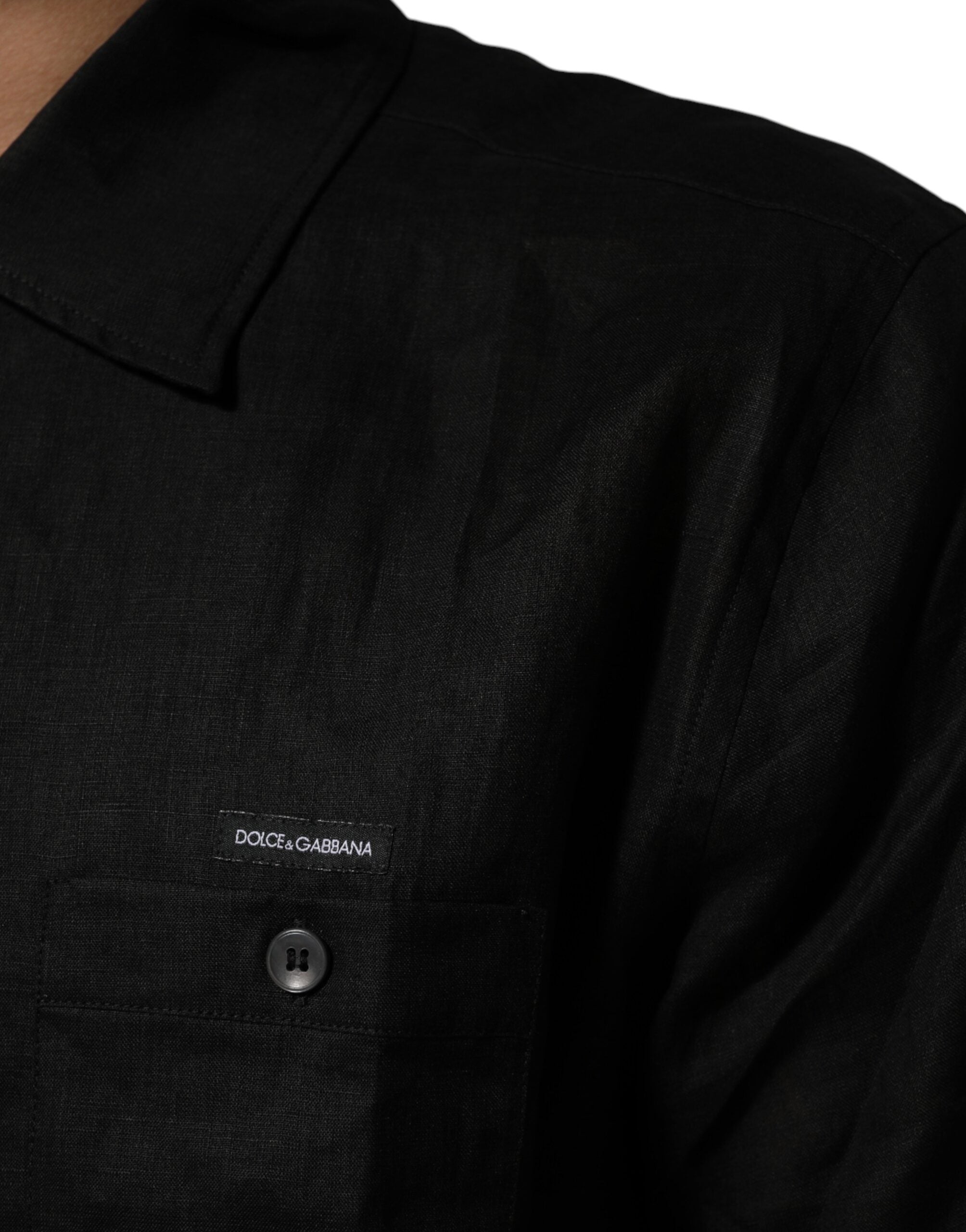 Carhartt Wip Schwarzes Leinen-Poloshirt mit Kragen und kurzen Ärmeln
