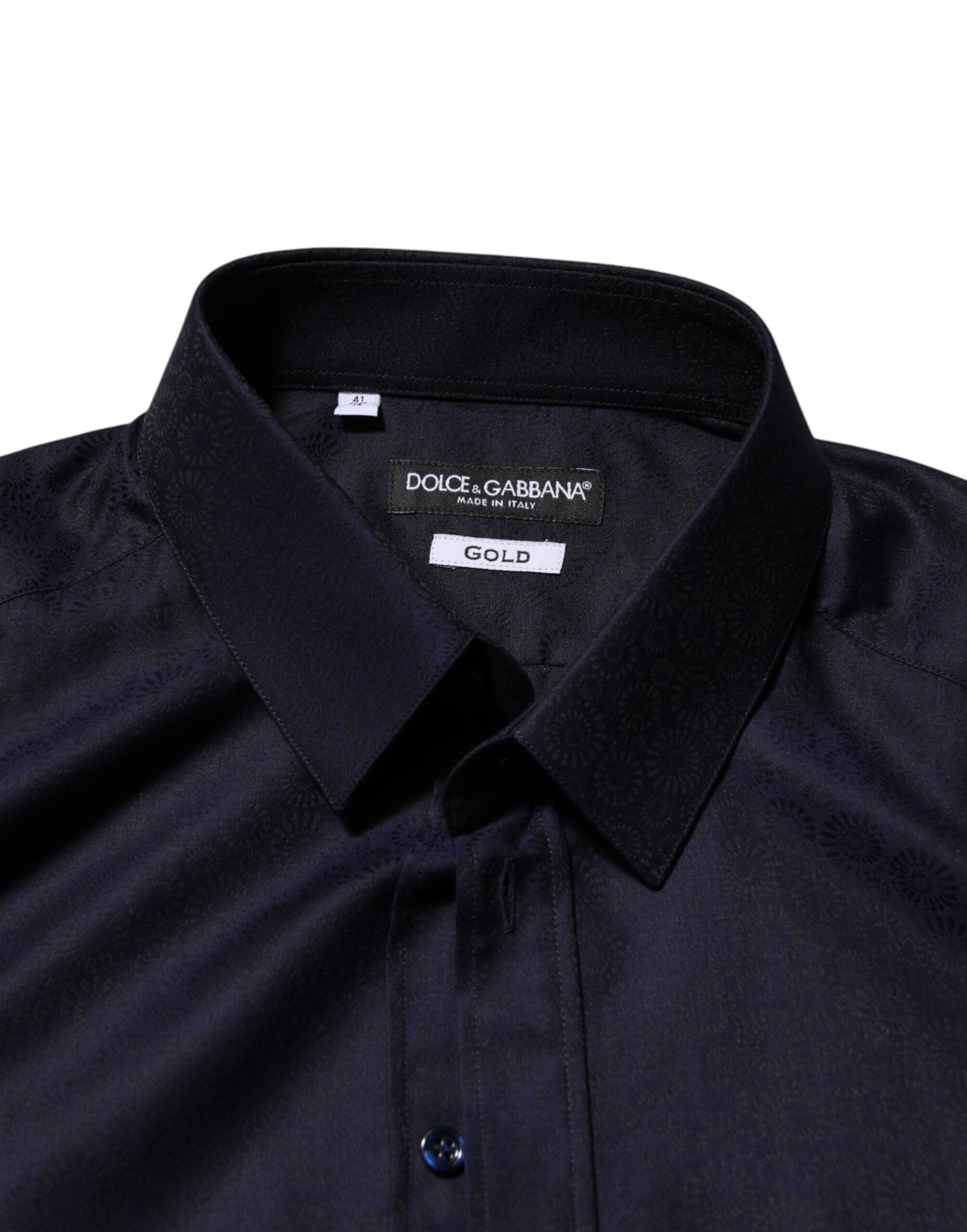 Dolce & Gabbana Blaues Baumwollhemd mit Kragen und langem Arm GOLD für Herren