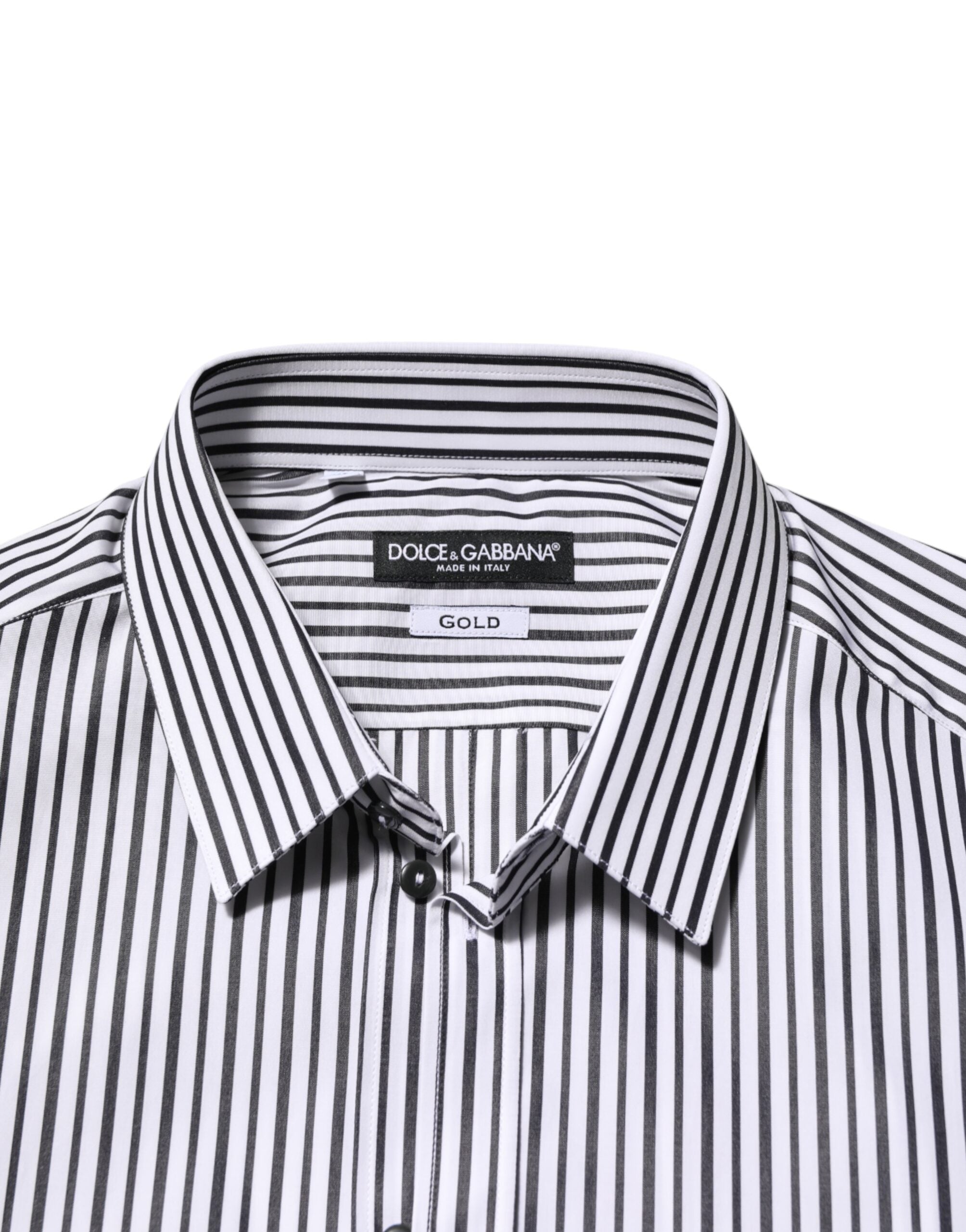 Dolce & Gabbana Herrenhemd mit Streifen in Schwarz-Weiß GOLD