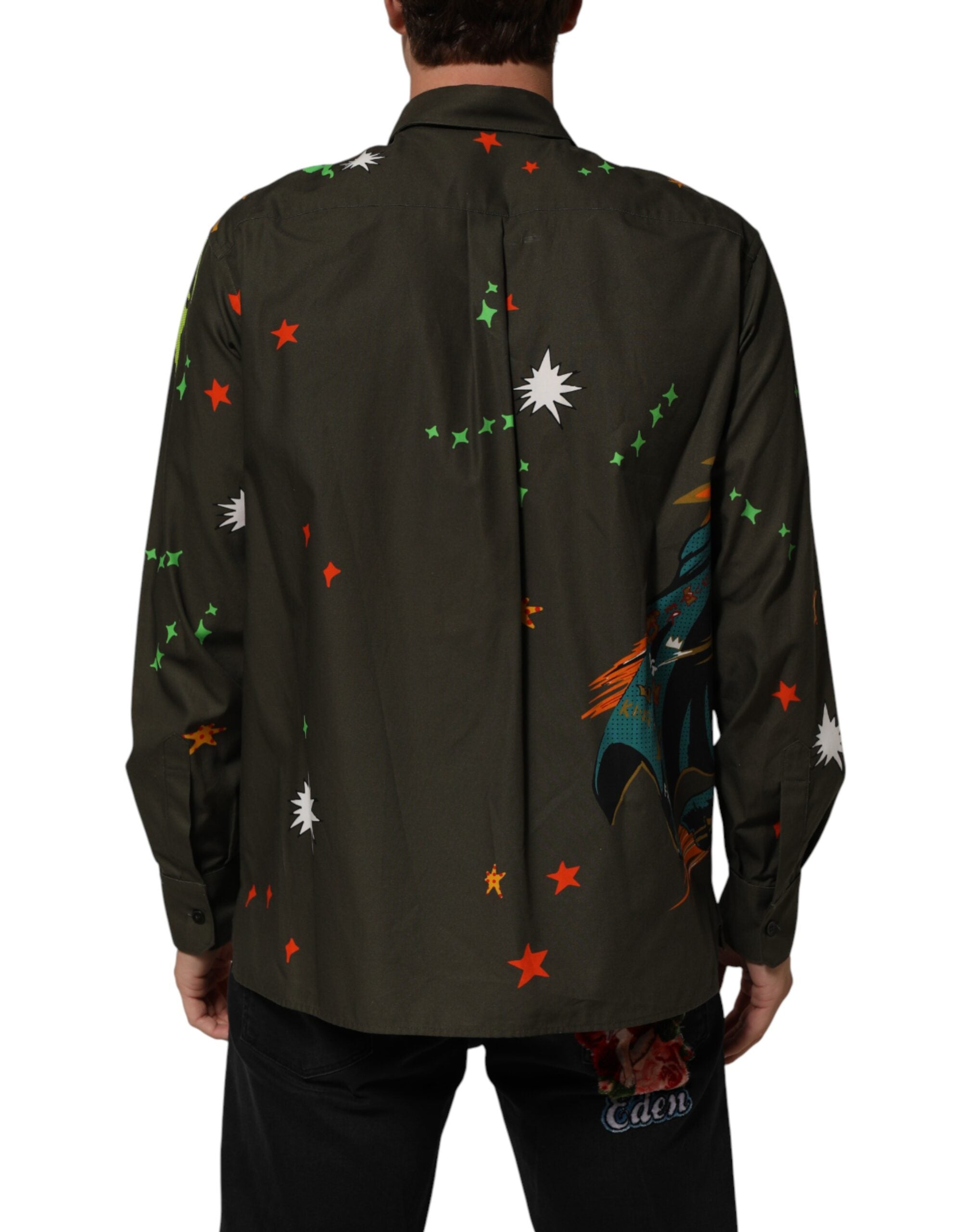 Dolce & Gabbana Hemd mit Superhelden-Print und Knopfleiste in Braun