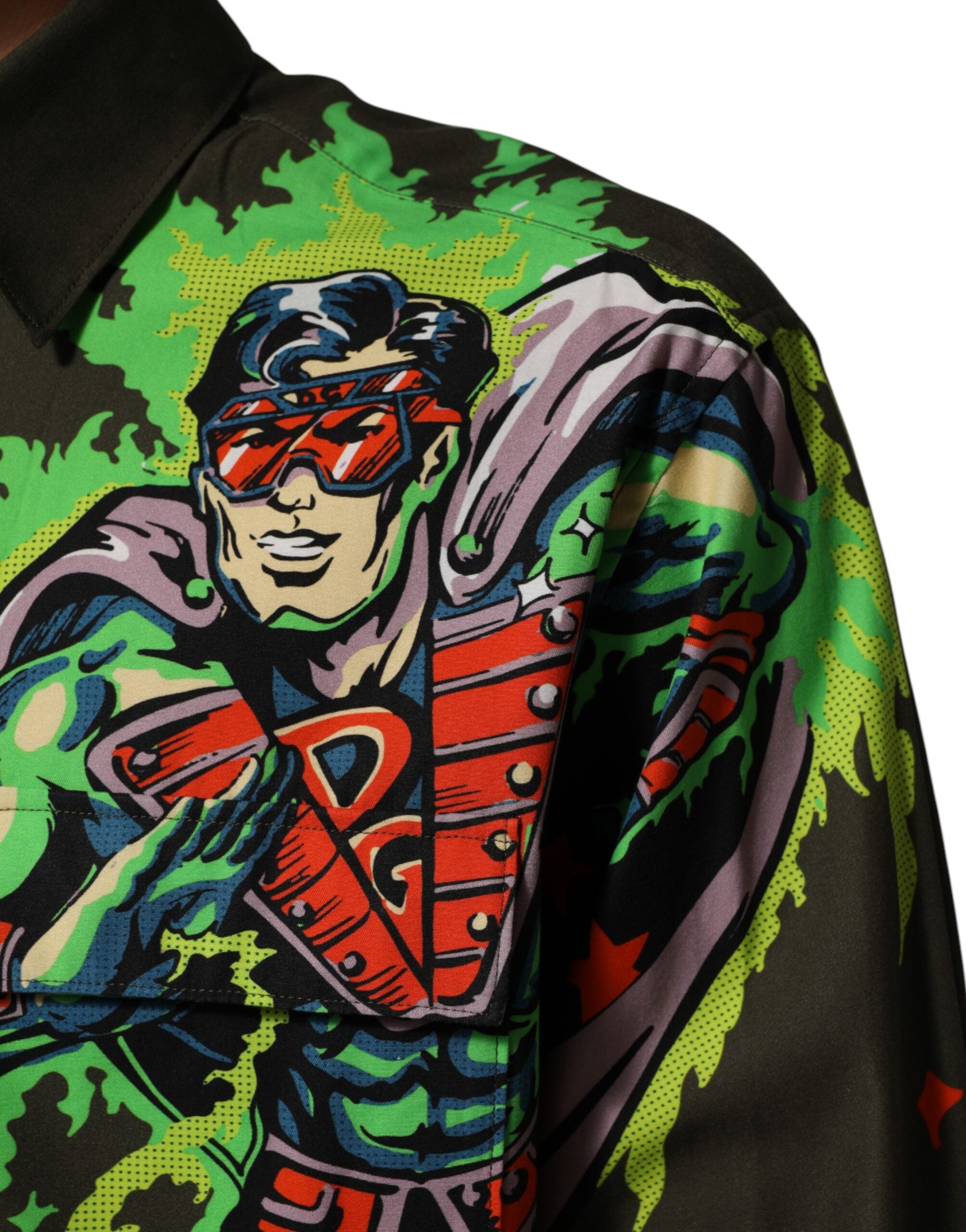Dolce & Gabbana Hemd mit Superhelden-Print und Knopfleiste in Braun