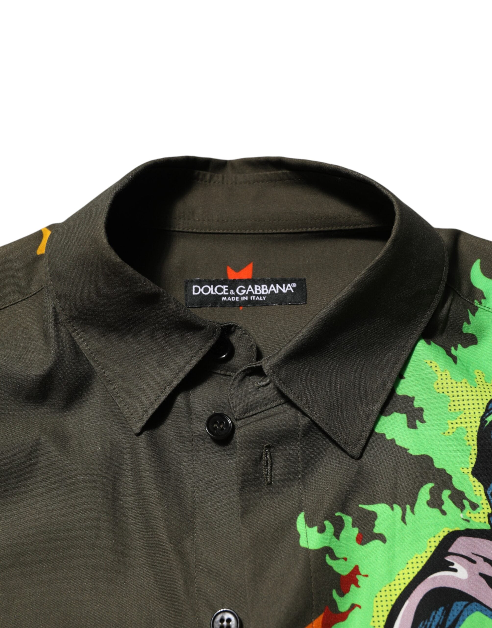 Dolce & Gabbana Hemd mit Superhelden-Print und Knopfleiste in Braun