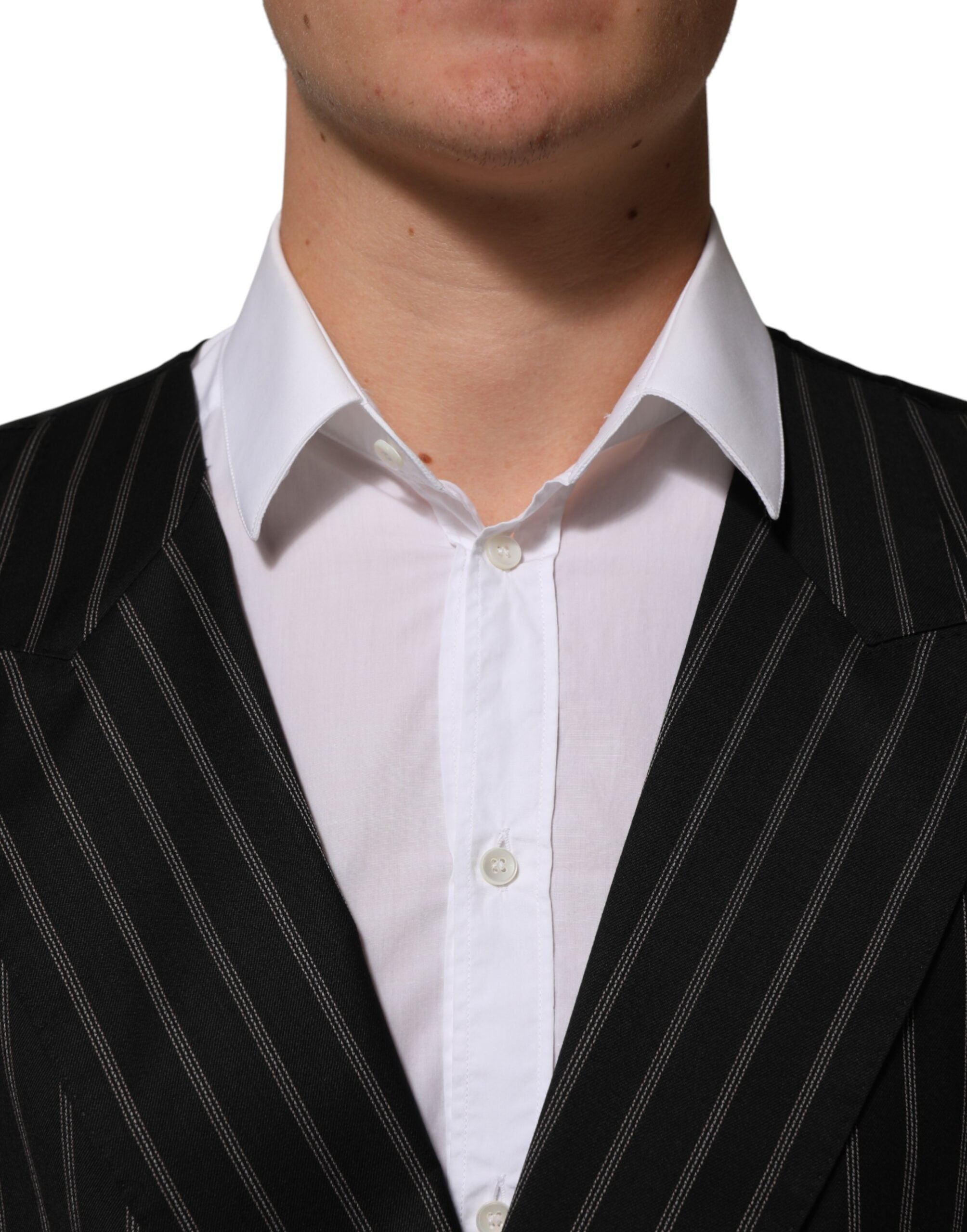 Dolce & Gabbana Schwarze gestreifte Wollweste für Herren