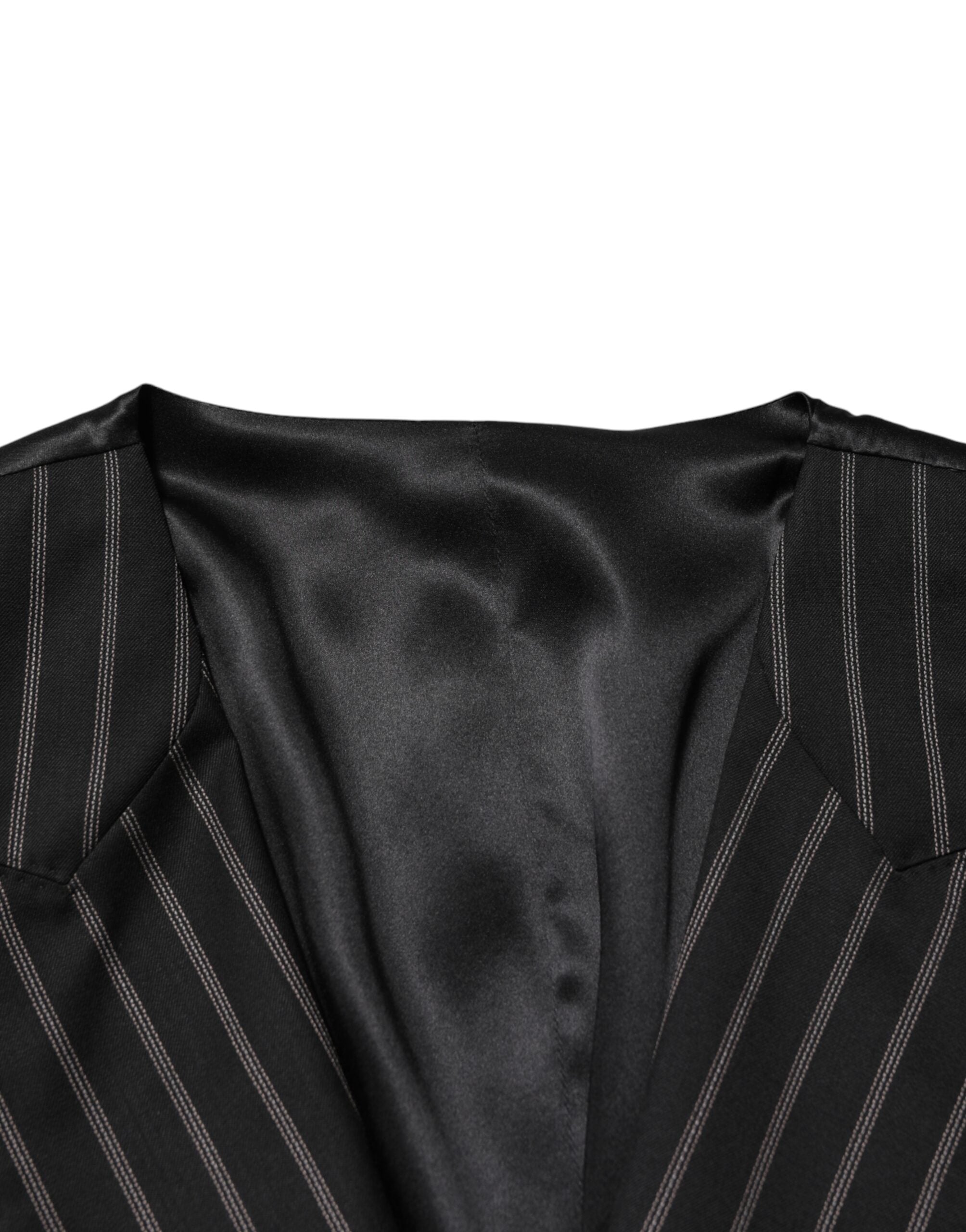 Dolce & Gabbana Schwarze gestreifte Wollweste für Herren