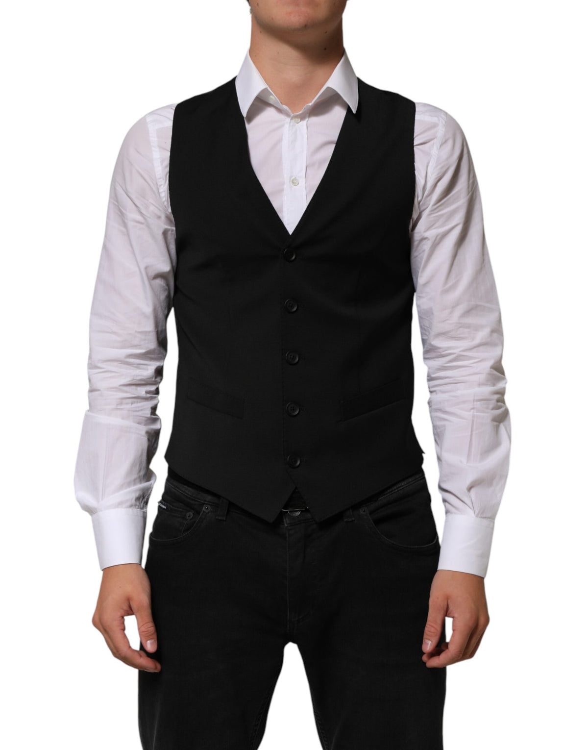 Dolce & Gabbana Schwarze Polyester-Weste, formell