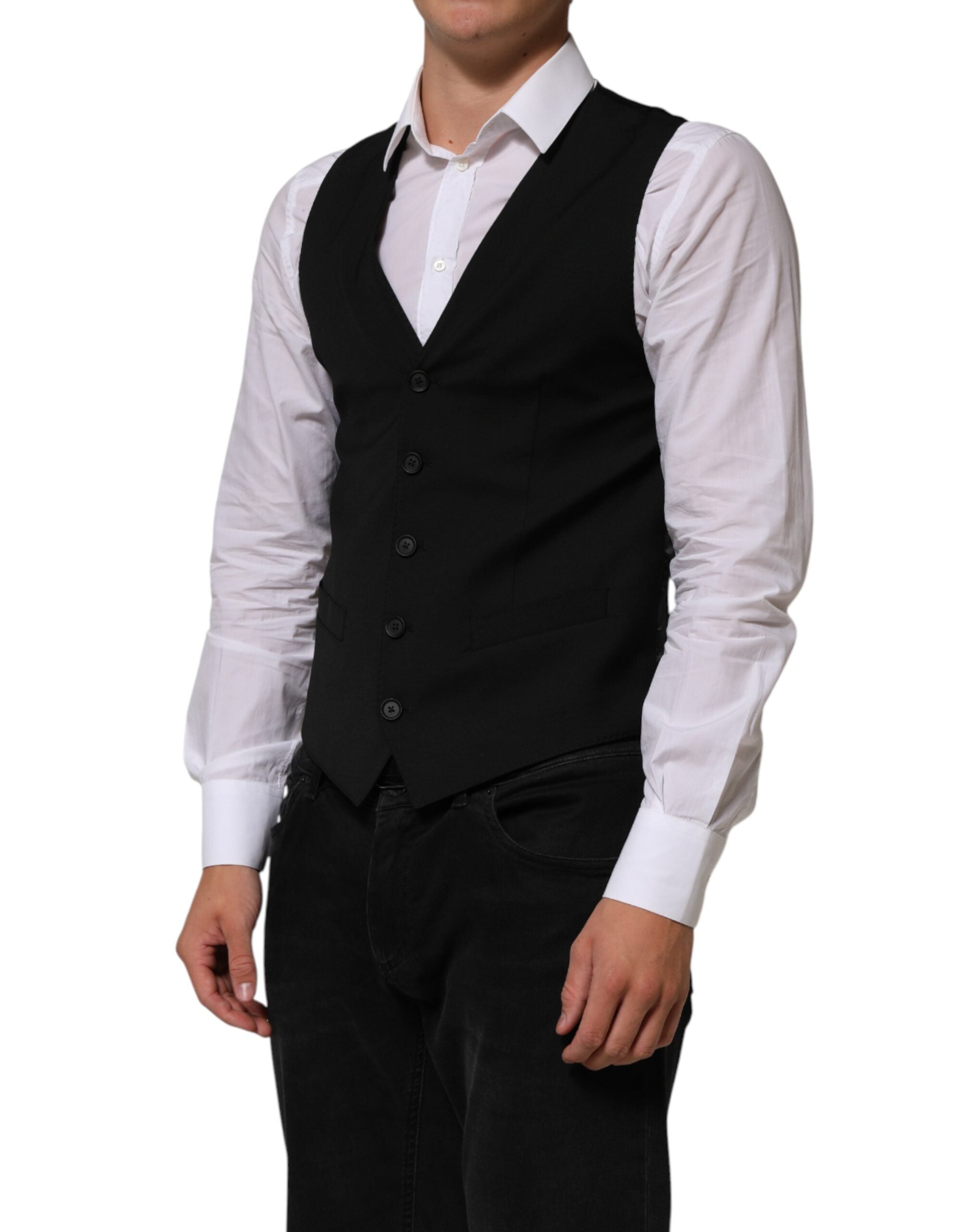 Dolce & Gabbana Schwarze Polyester-Weste, formell
