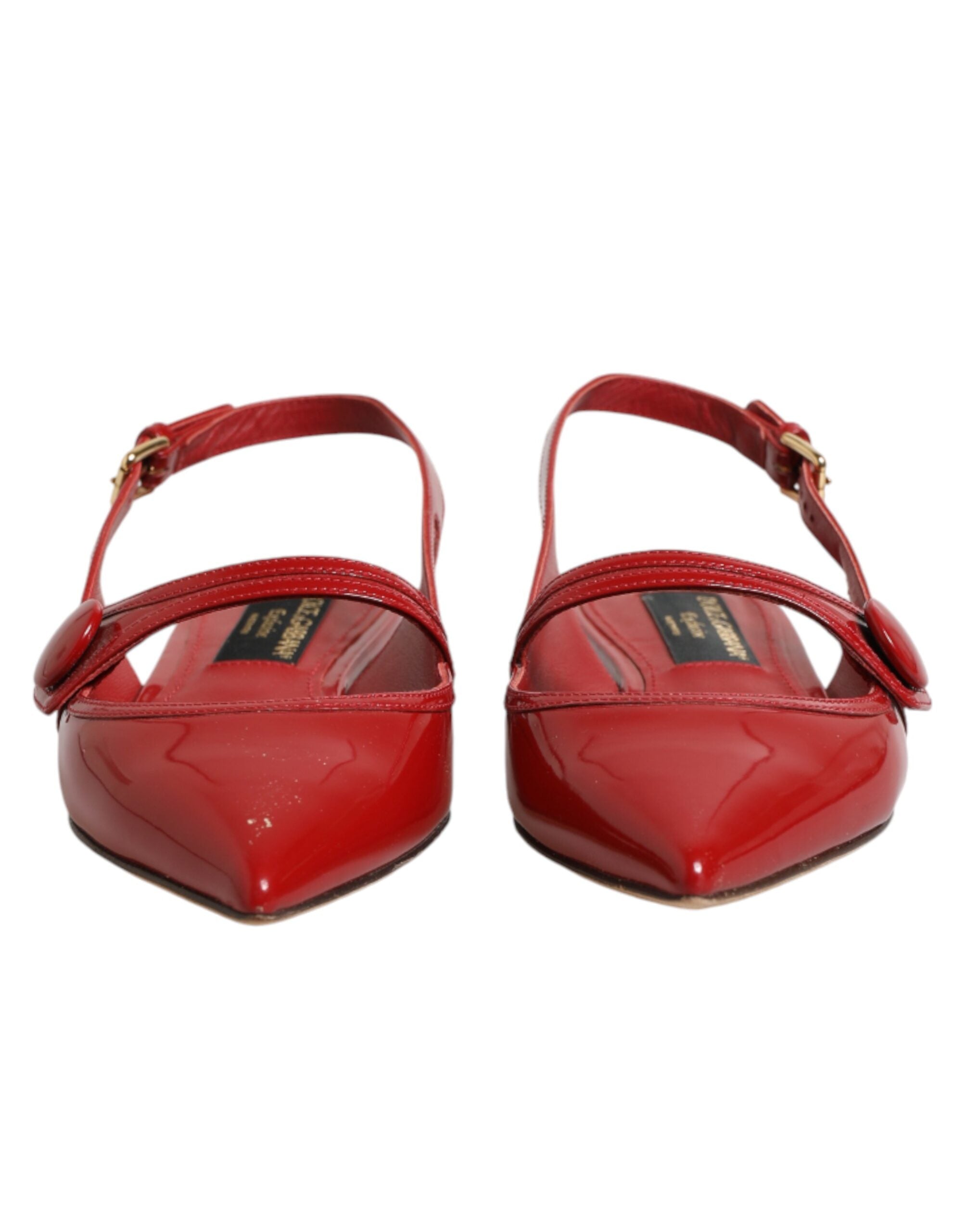 Dolce & Gabbana Rote Leder-Slingback-Ballerinas