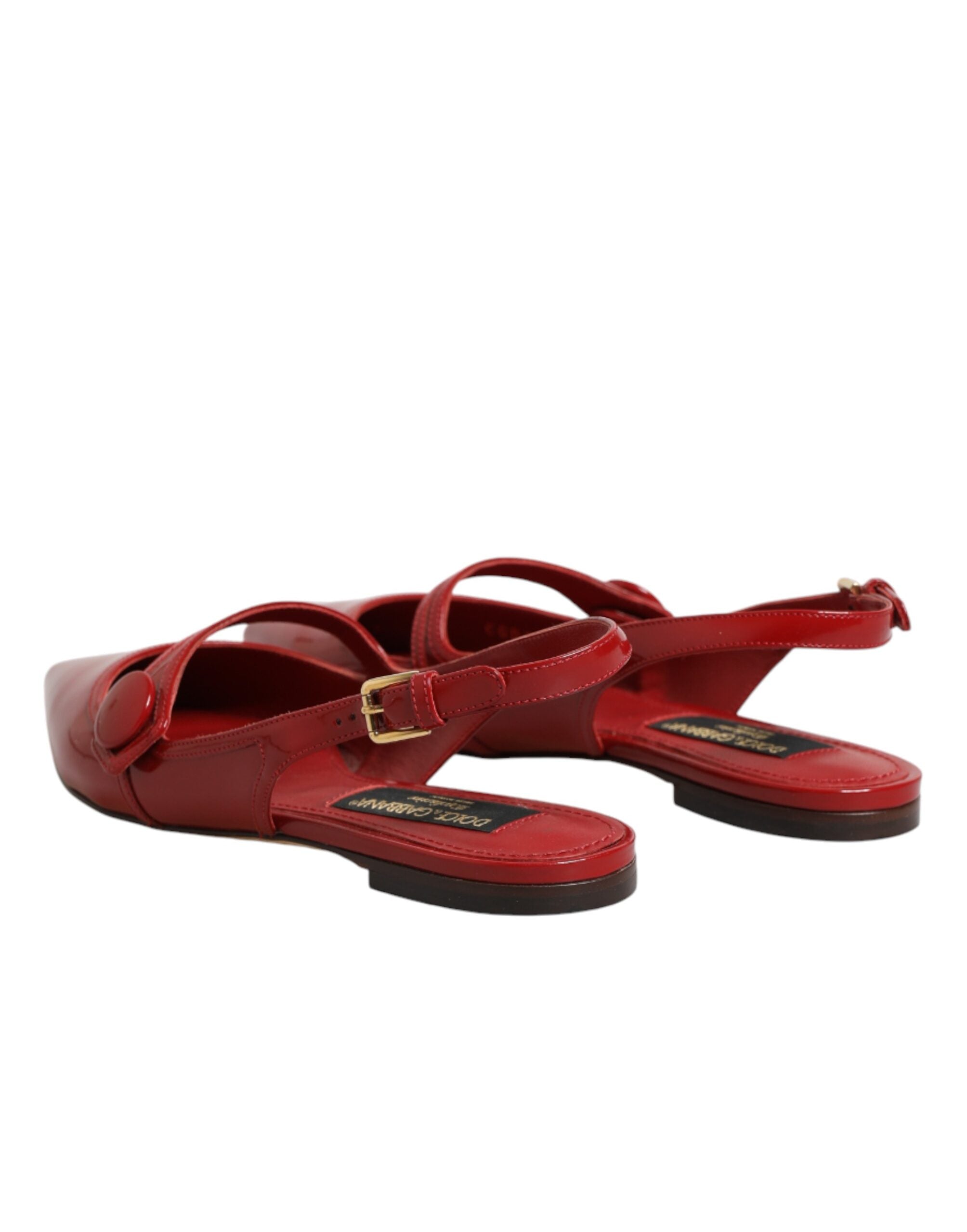 Dolce & Gabbana Rote Leder-Slingback-Ballerinas