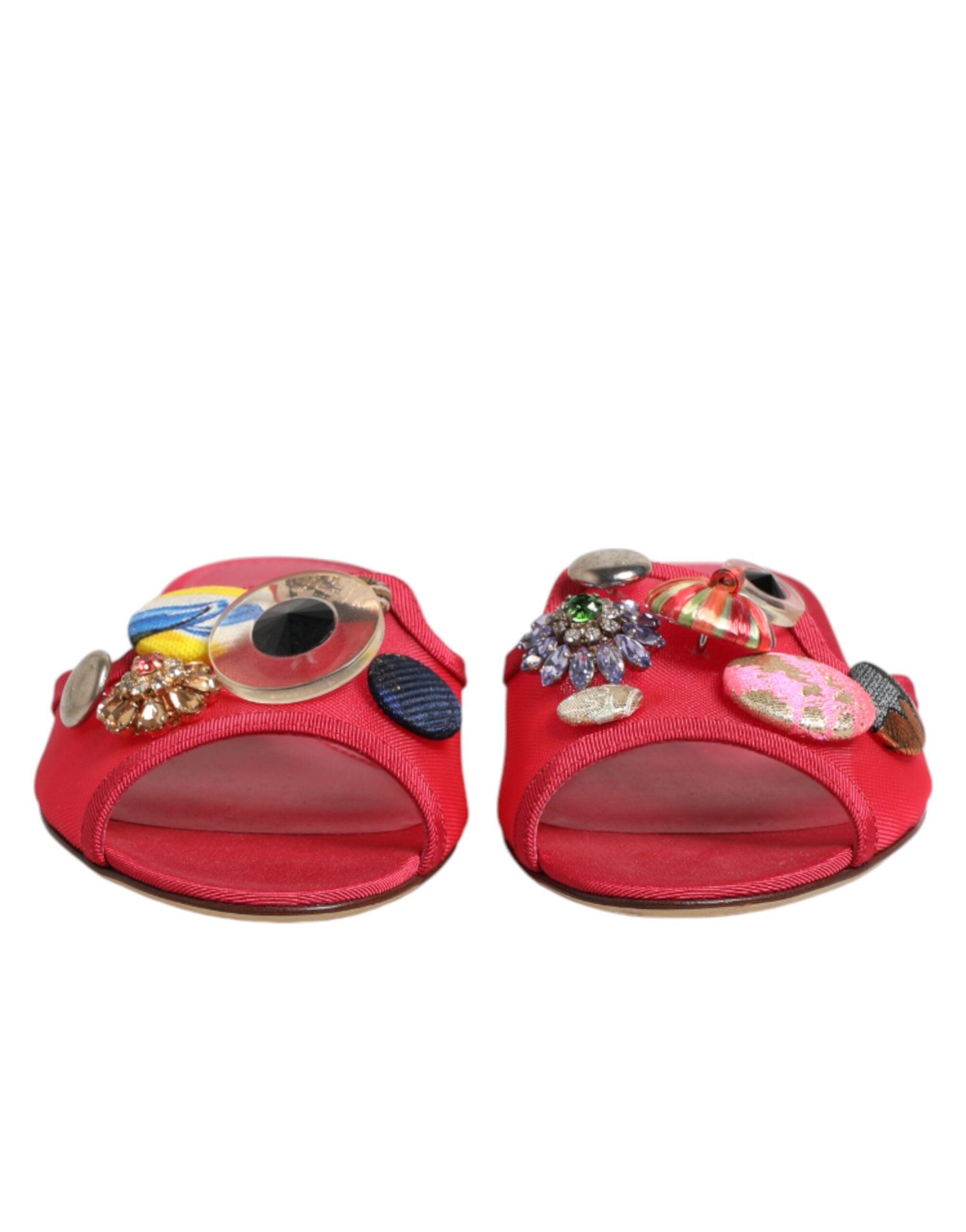 Dolce & Gabbana Rote verzierte Ballerinas zum Hineinschlüpfen
