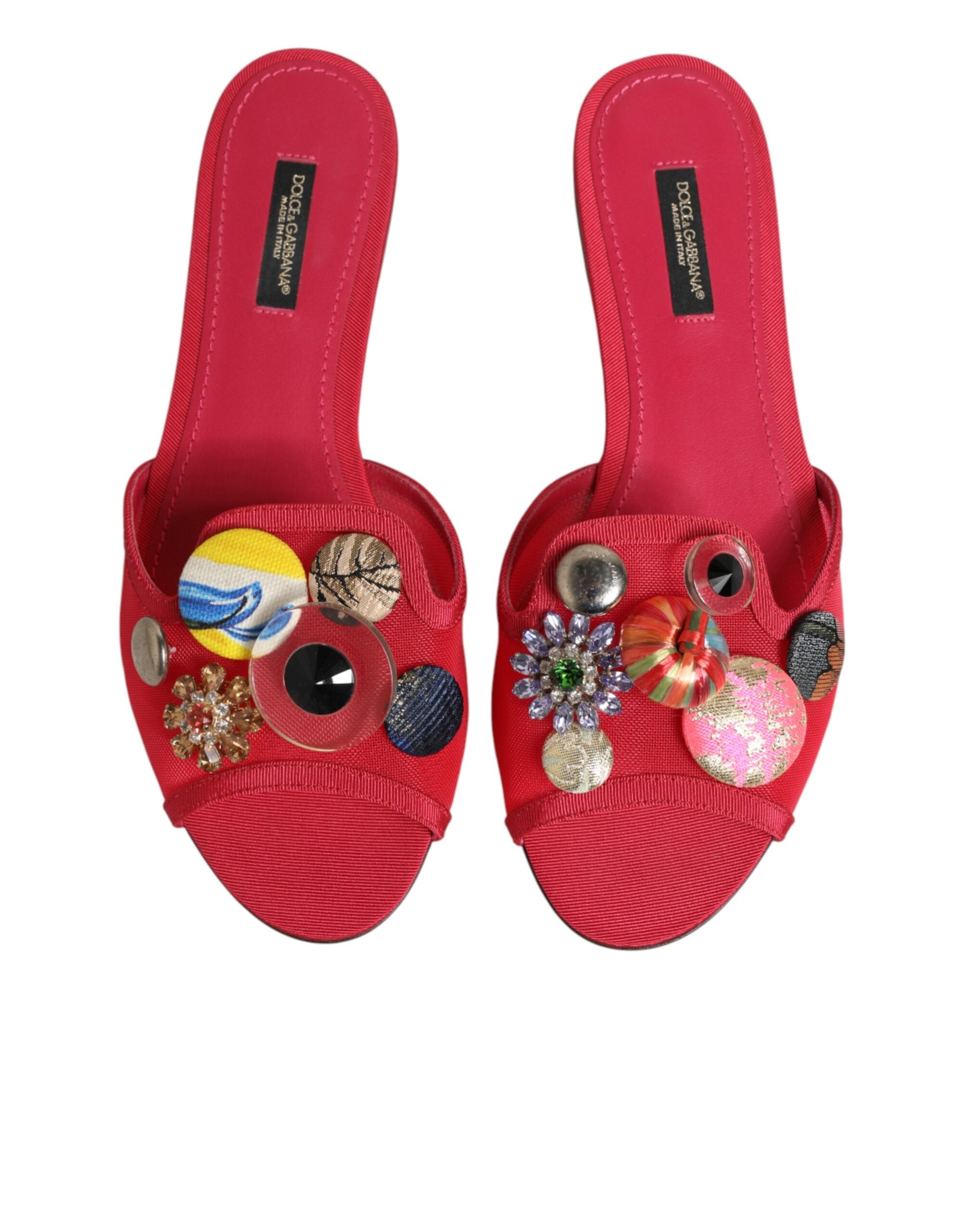 Dolce & Gabbana Rote verzierte Ballerinas zum Hineinschlüpfen
