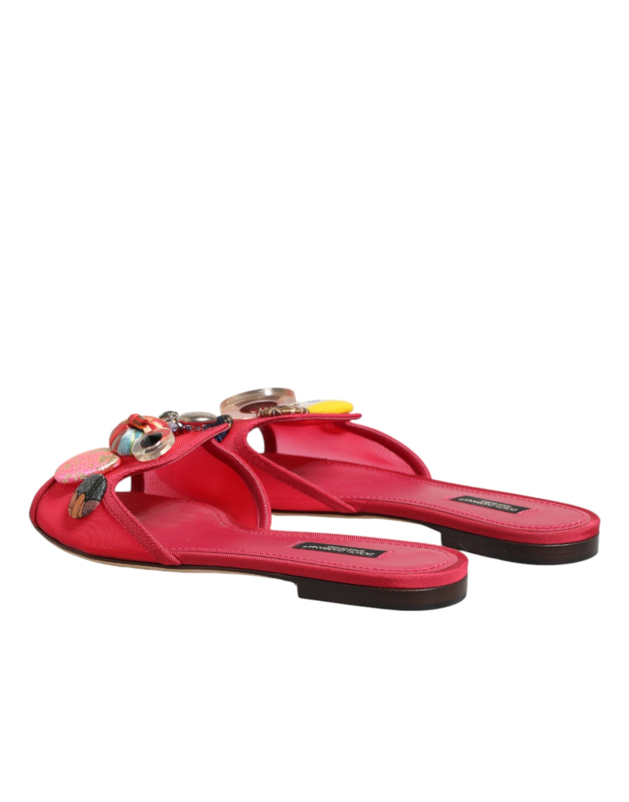 Dolce & Gabbana Rote verzierte Ballerinas zum Hineinschlüpfen