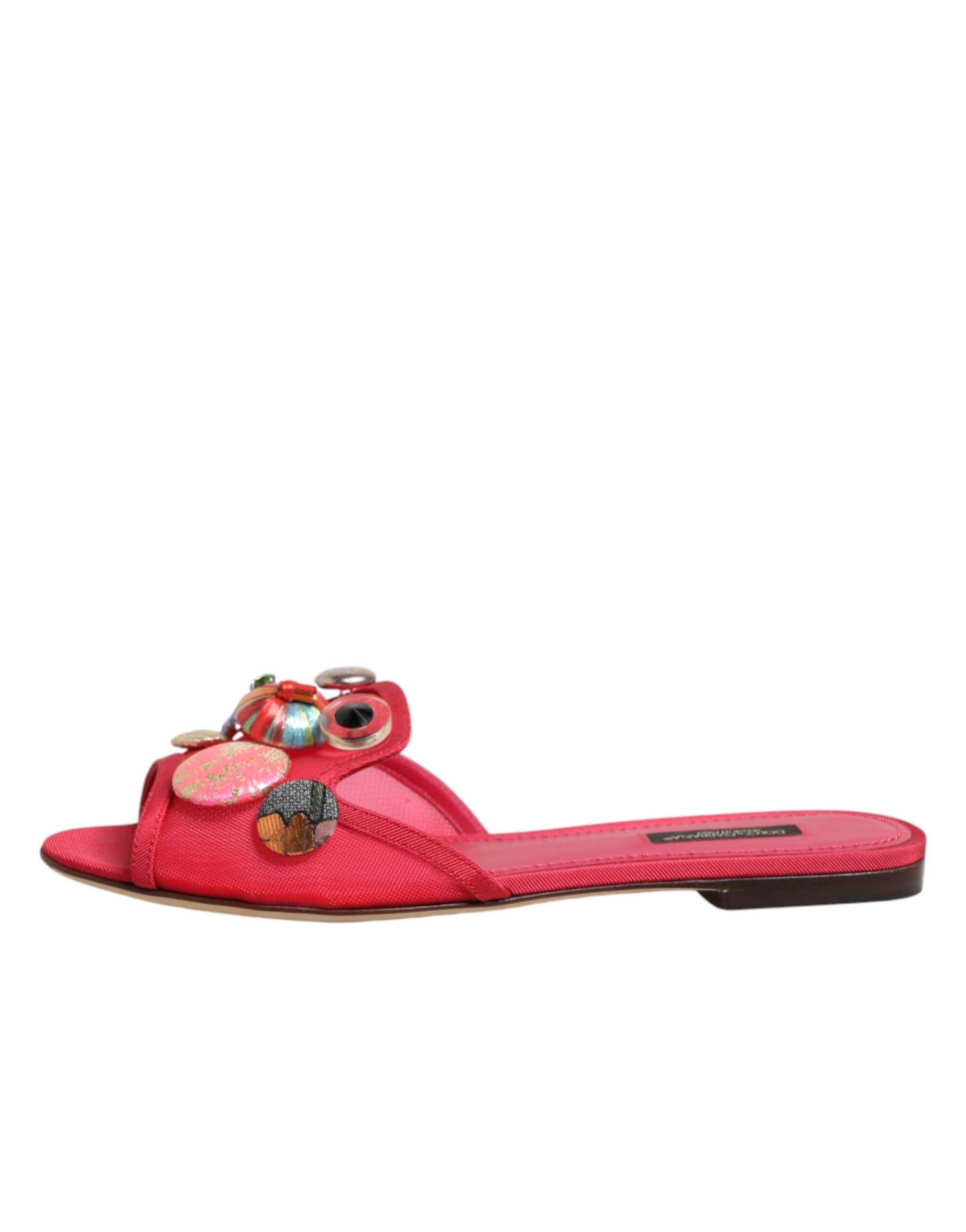 Dolce & Gabbana Rote verzierte Ballerinas zum Hineinschlüpfen